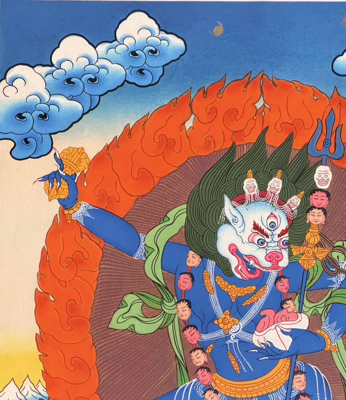 Lion-Face Dakini Simhamukhi Yogini Tibetan Thangka Painting  Hand-Painted Buddhist Art
