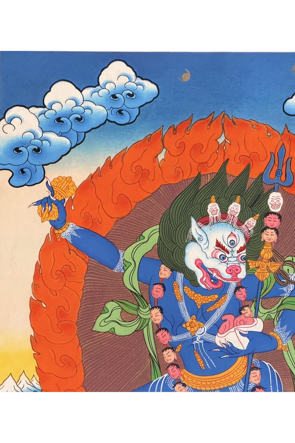 Lion-Face Dakini Simhamukhi Yogini Tibetan Thangka Painting  Hand-Painted Buddhist Art