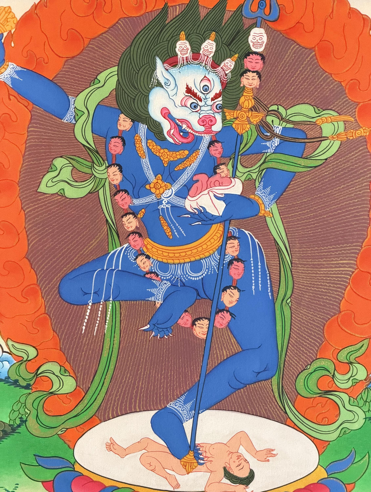 Lion-Face Dakini Simhamukhi Yogini Tibetan Thangka Painting  Hand-Painted Buddhist Art