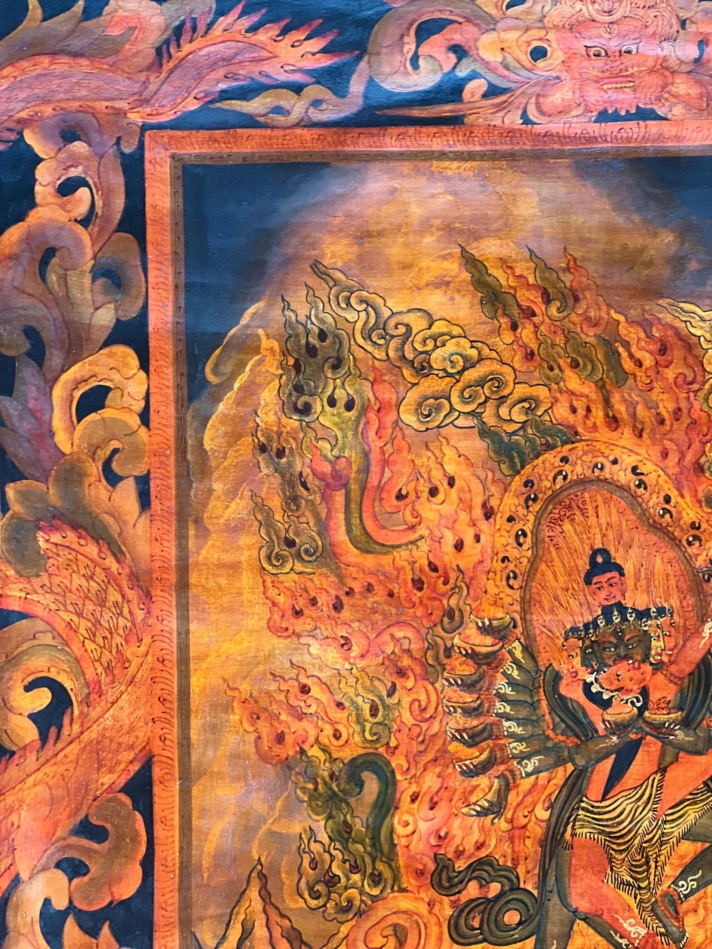 Kalachakra Deity with consort Kalacakri/Visvamata Old Oil - Varnished Original Masterpiece Newari Pauva Thangka Painting/ Kalacakra Tantra Art - Tibetan Thangka Art