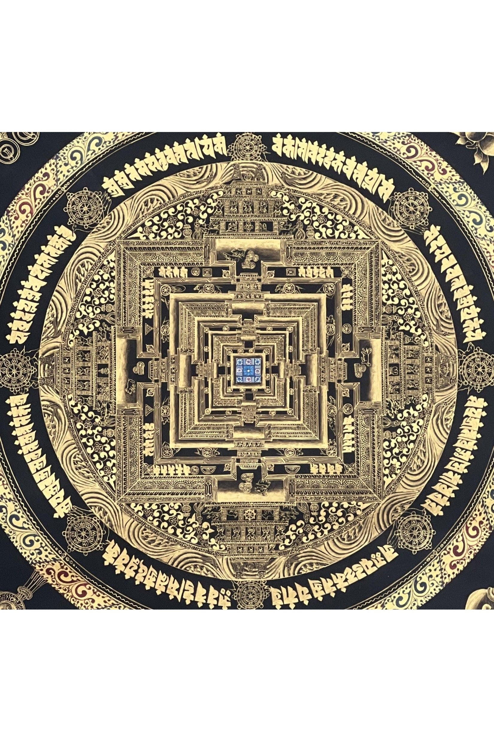 Kalachakra Mandala/ Wheel of Life/ Wheel of Time / Black and Gold High - Quality Masterpiece Tibetan Thangka Painting Original Meditation Art - Tibetan Thangka Art