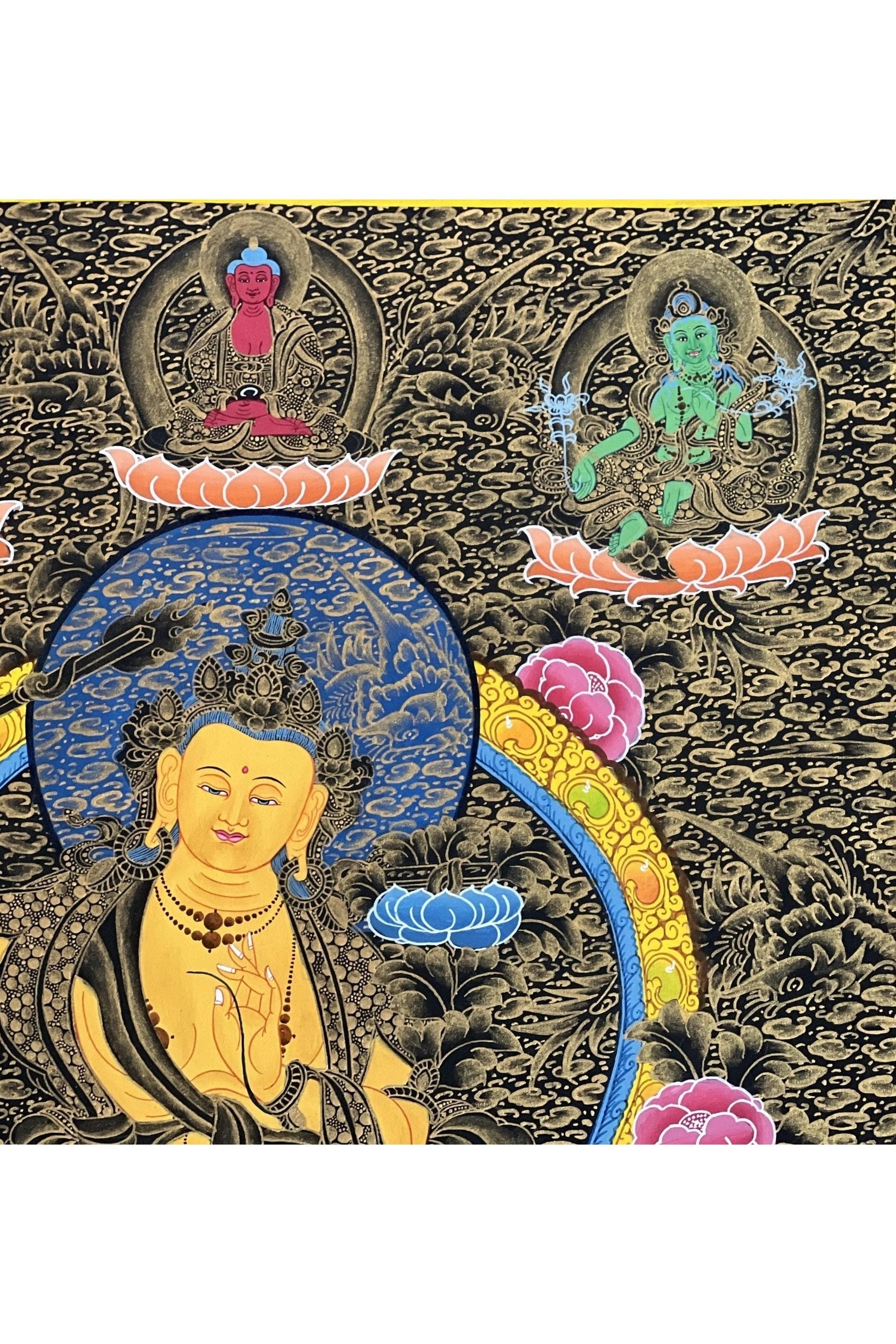 Manjushri/ Manjusri/ Manjushree Bodhisattva of Wisdom High - Quality Masterpiece Tibetan Thangka Painting Original Buddhist Art - Tibetan Thangka Art