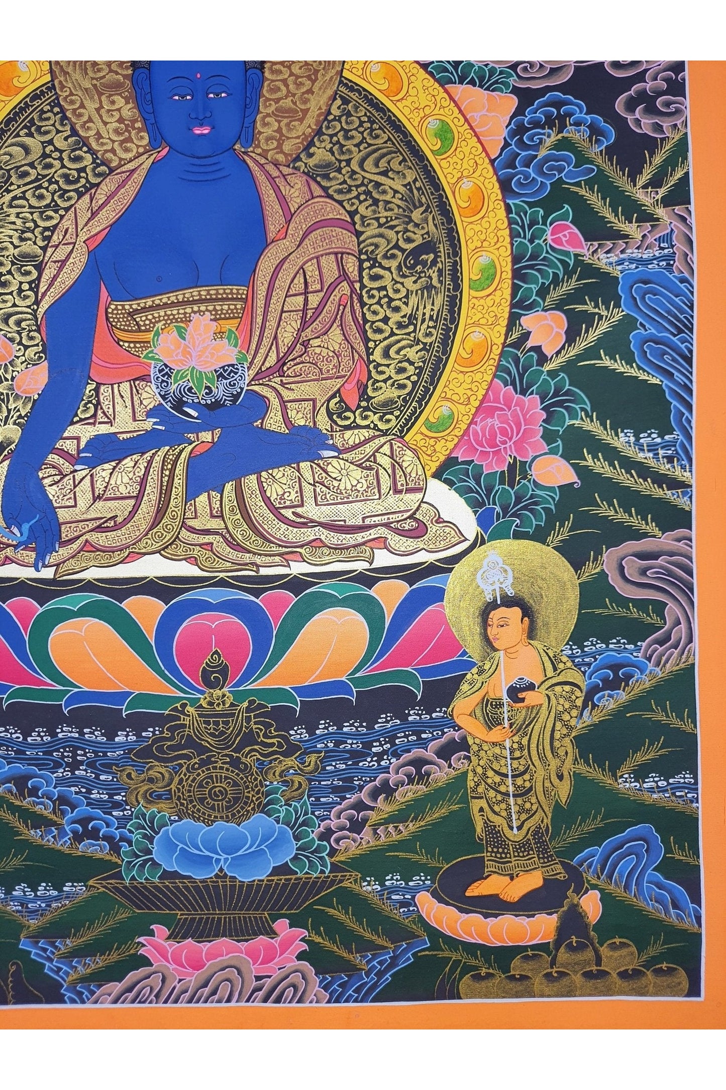 Medicine Buddha, Medicine Master, BhaisajyaGuru, Master Quality Original Tibetan Thangka Painting, Meditation Art - Tibetan Thangka Art