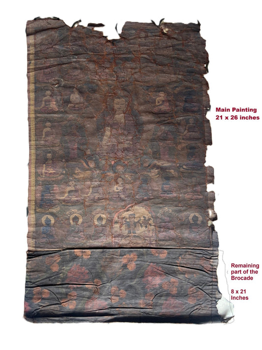 Original hand - painted Antique/Vintage 35 Confession Buddha Tibetan Thangka Painting from Nepal - Tibetan Thangka Art