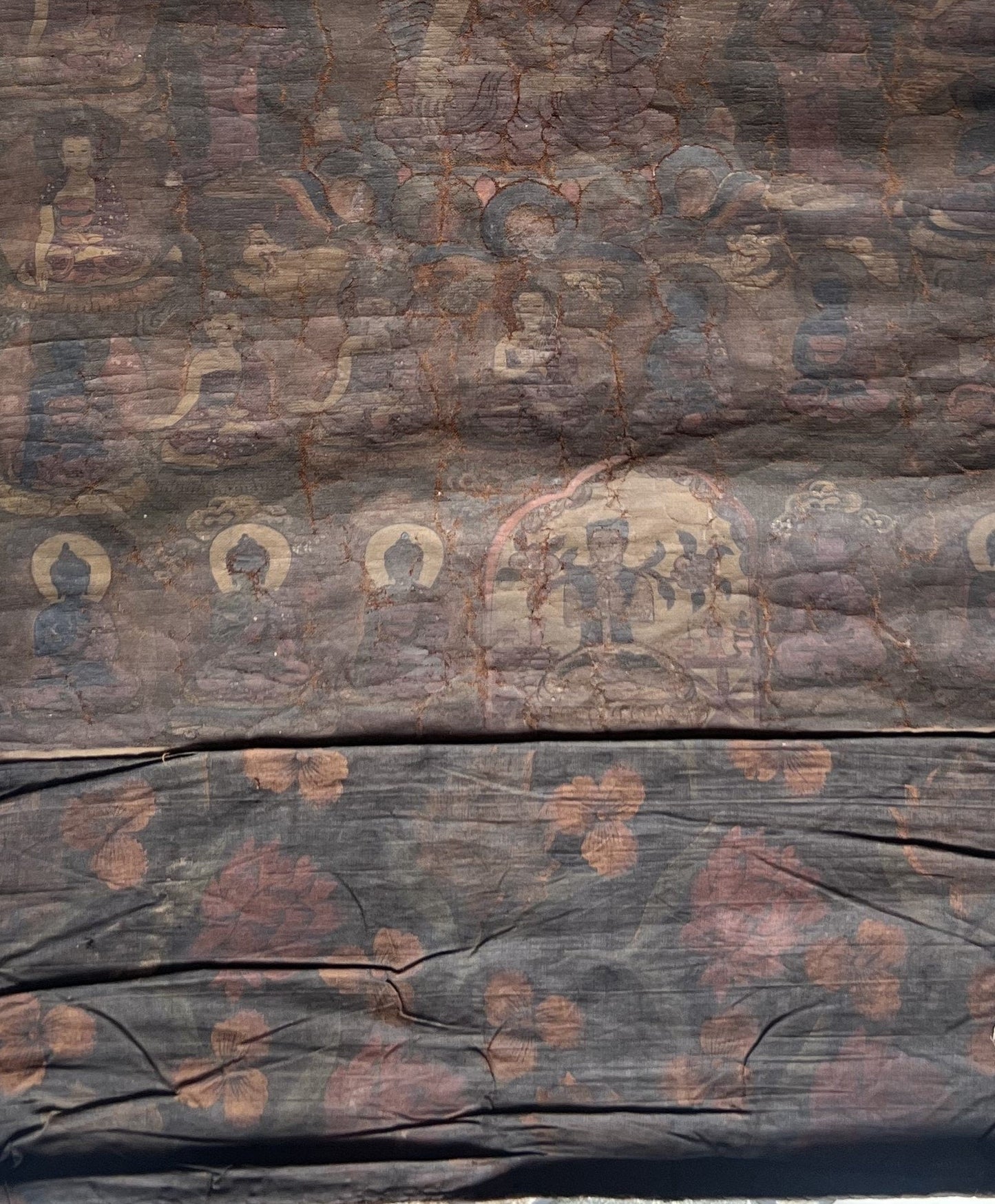 Original hand - painted Antique/Vintage 35 Confession Buddha Tibetan Thangka Painting from Nepal - Tibetan Thangka Art