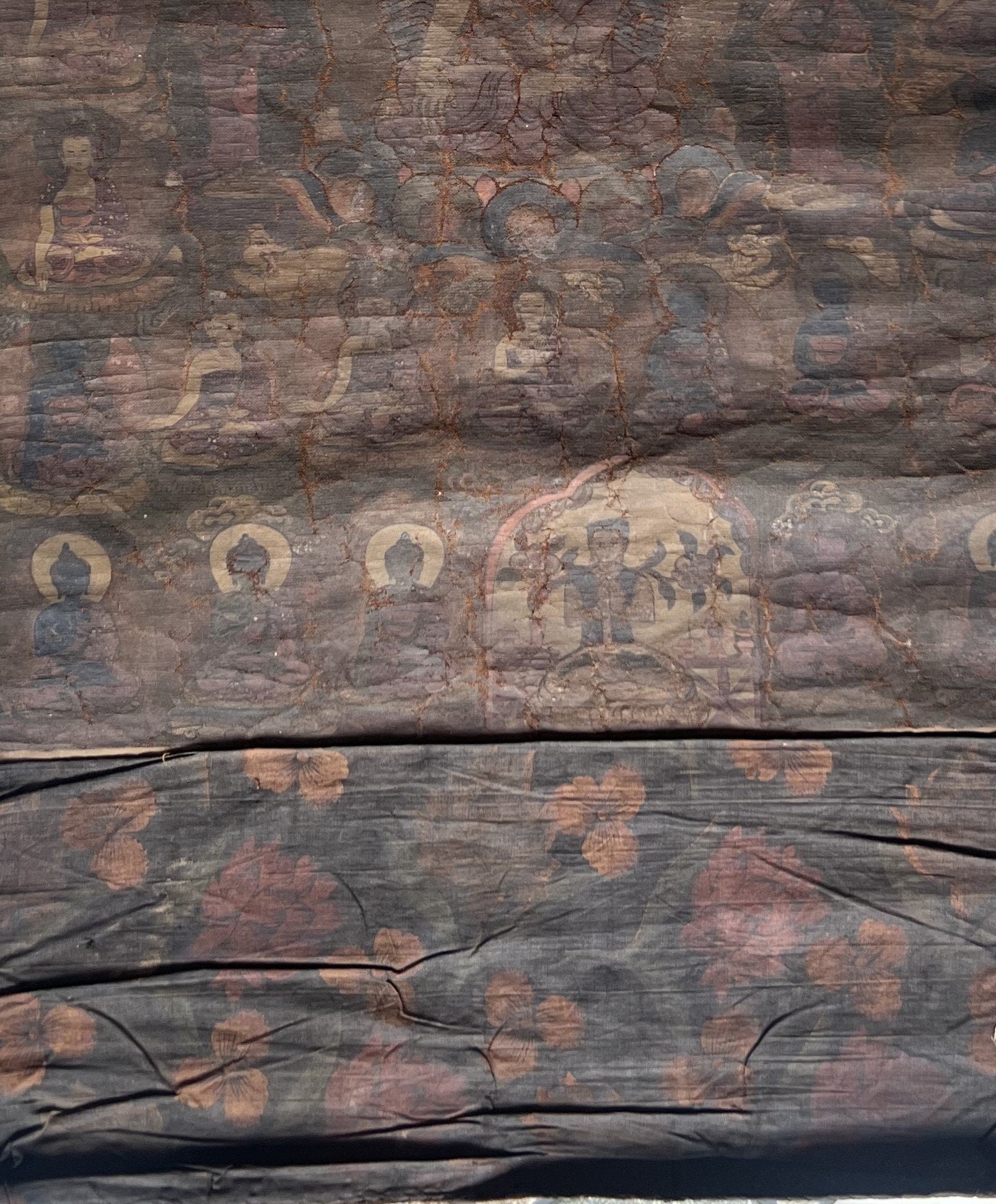 Original hand - painted Antique/Vintage 35 Confession Buddha Tibetan Thangka Painting from Nepal - Tibetan Thangka Art