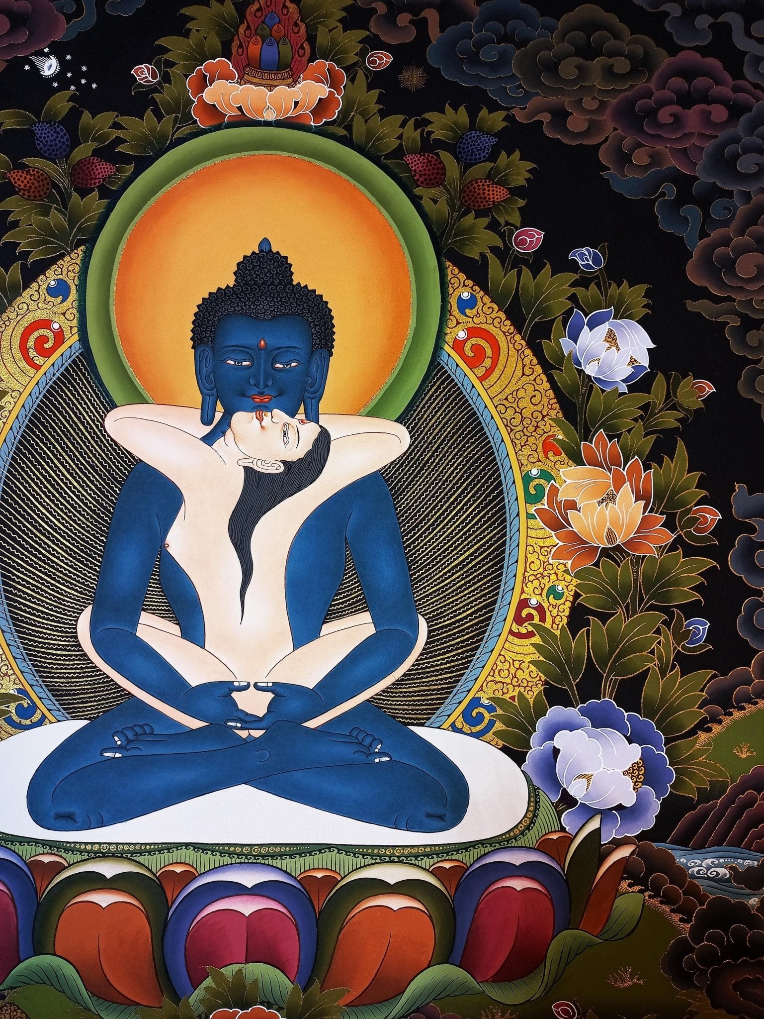 Original Hand Painted Buddha Shakti/ Samantabhadra Masterpiece Gold Tibetan Compassion / Meditation Wall Hanging Thangka / Thanka Painting - Tibetan Thangka Art