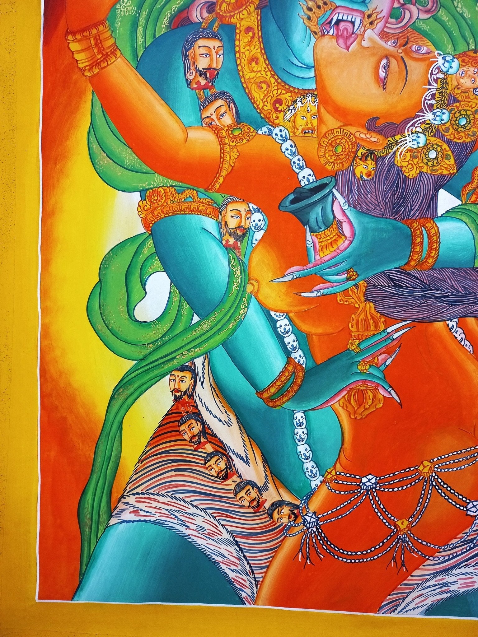 Original Hand painted Chakrasamvara Shakti Masterpiece Newari Paubha/Pauva Thanka / Thangka Painting Compassion Meditation Art From Nepal - Tibetan Thangka Art