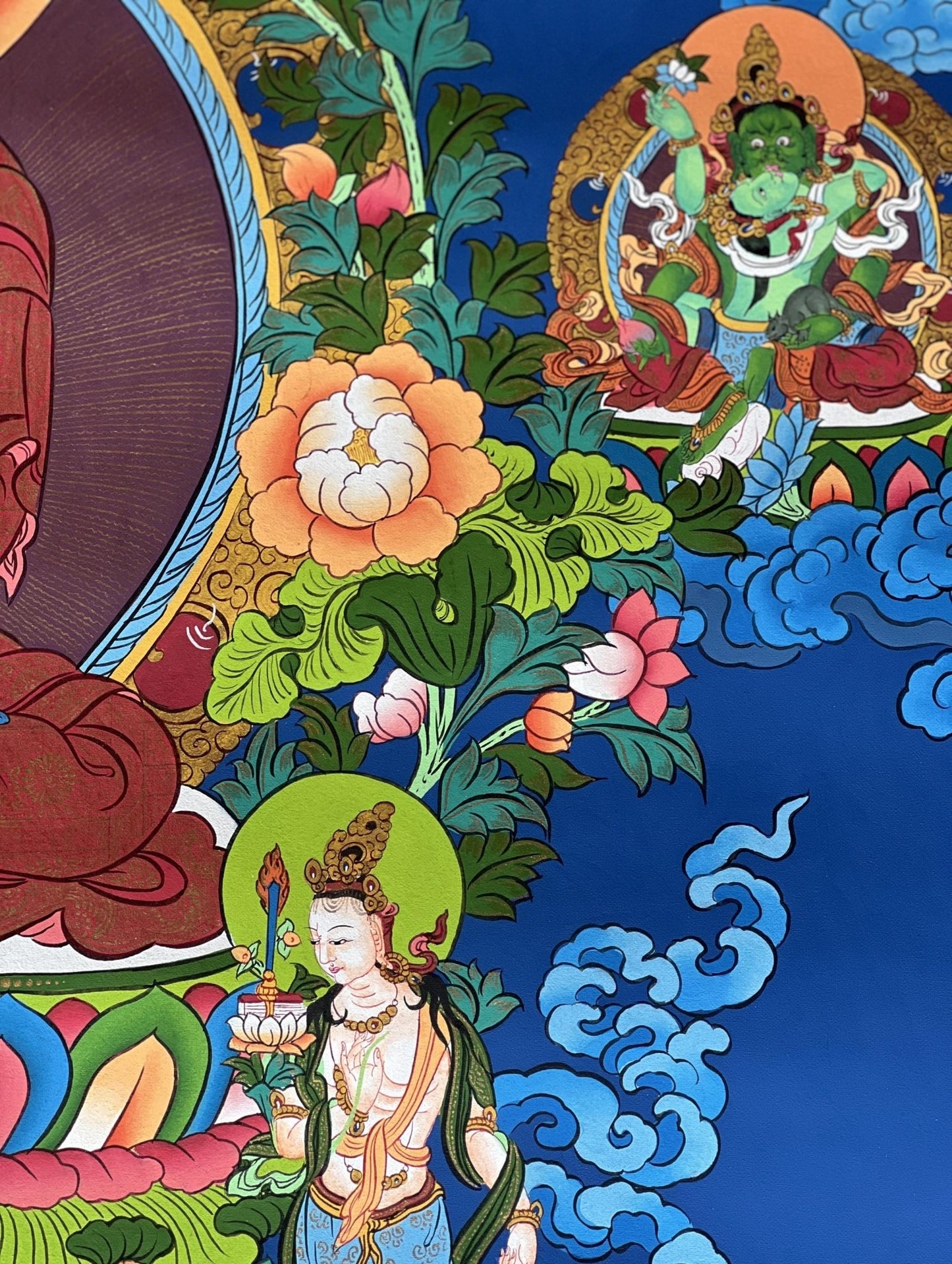 Original Hand Painted Eight Medicine Buddha / Bhaisajyaguru Finest Large Masterpiece Tibetan Meditation Thangka / Thanka Painting from Nepal - Tibetan Thangka Art
