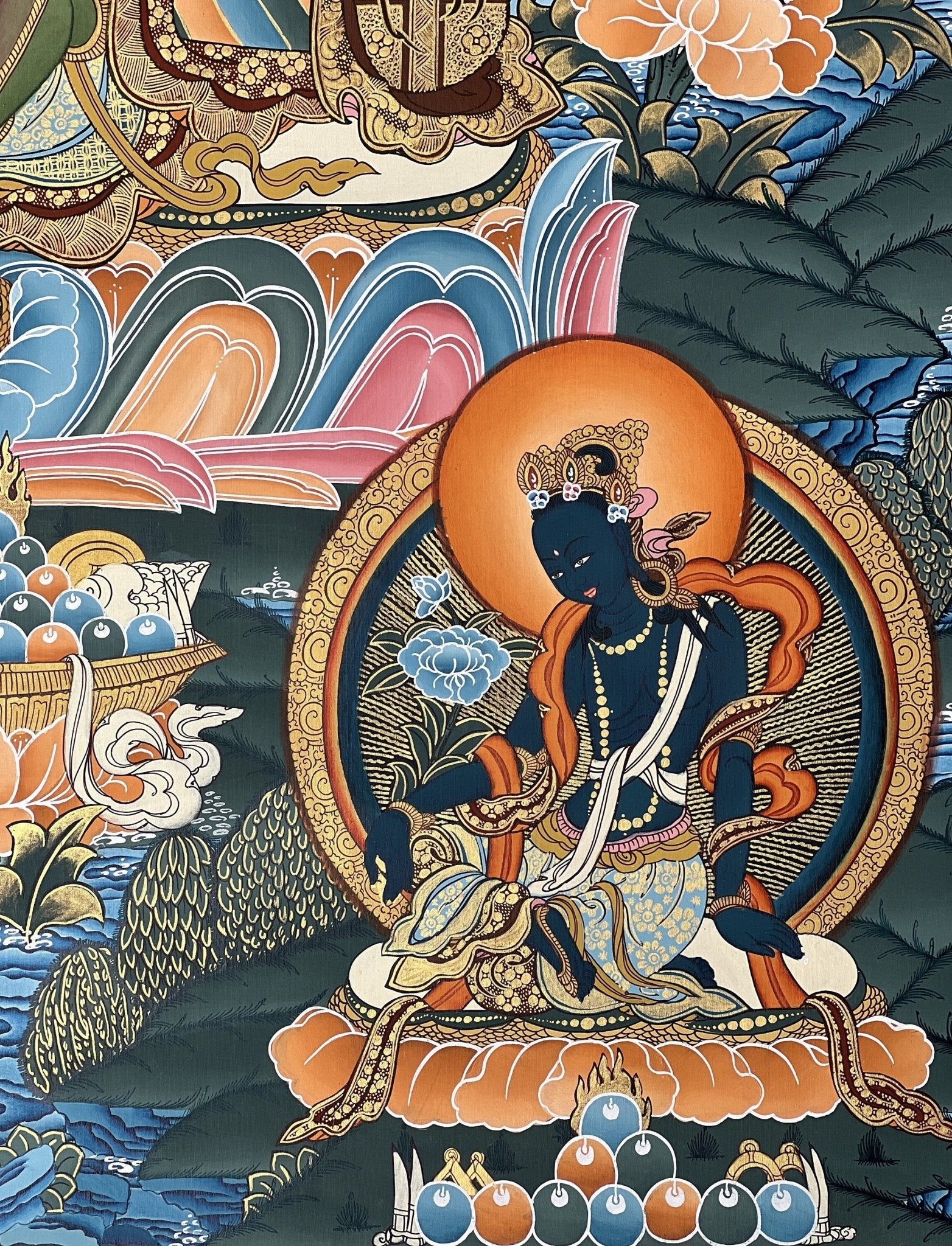Original Hand painted GreenTara Mother Goddess Masterpiece Large Tibetan Thangka /Thangka Painting/ Compassion Meditation Art from Nepal - Tibetan Thangka Art