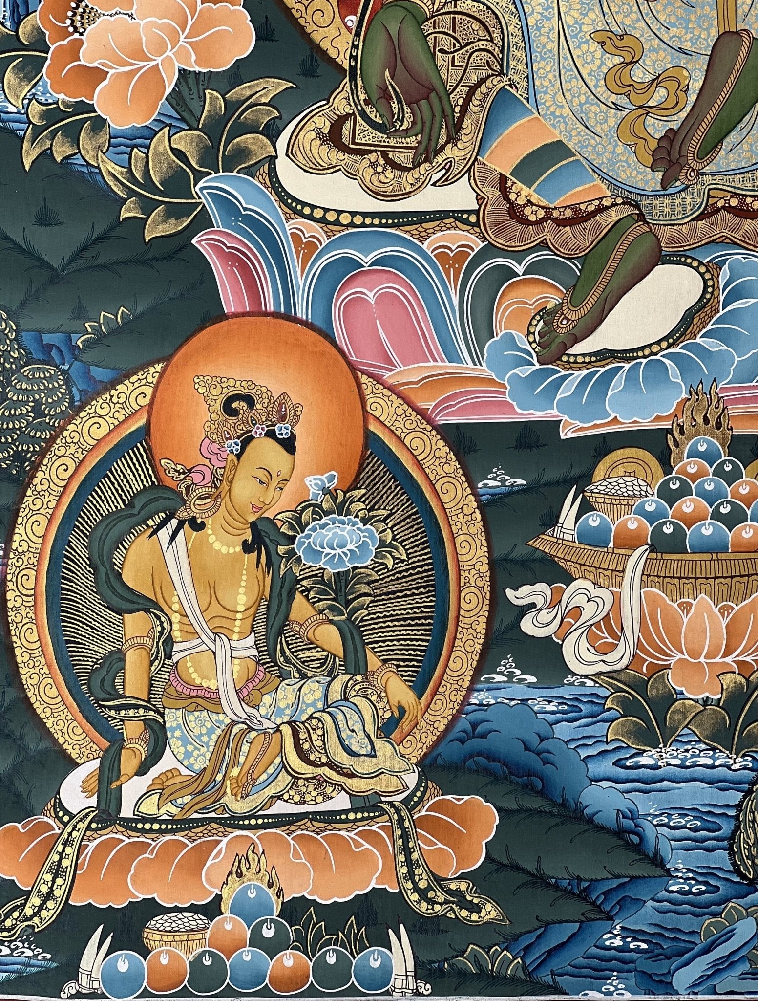Original Hand painted GreenTara Mother Goddess Masterpiece Large Tibetan Thangka /Thangka Painting/ Compassion Meditation Art from Nepal - Tibetan Thangka Art