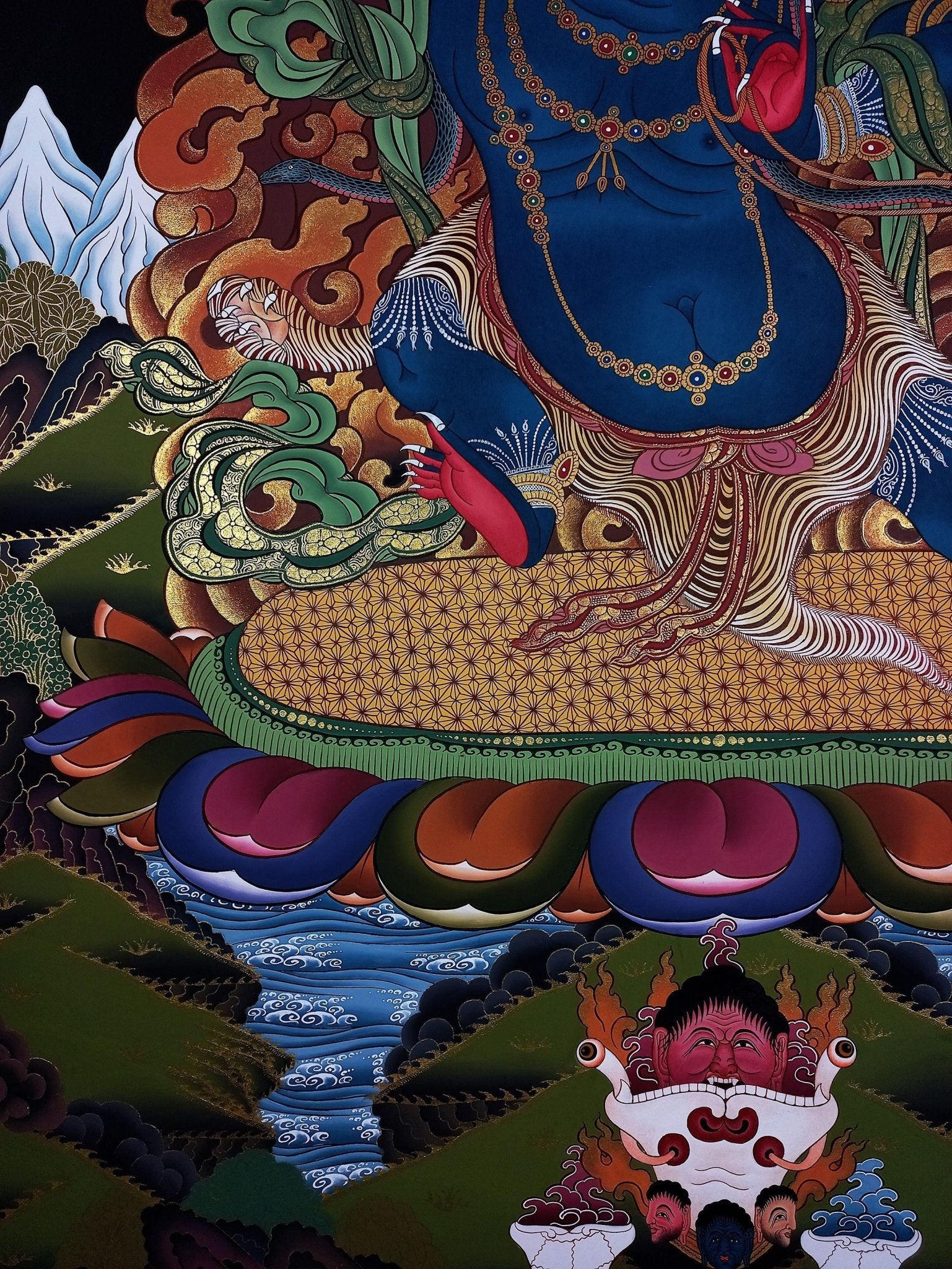 Original Hand - painted High - Quality Large Masterpiece Vajarapani Dharrmapala / Sangdag Dorje Tibetan Compassion Meditation Thangka Painting - Tibetan Thangka Art