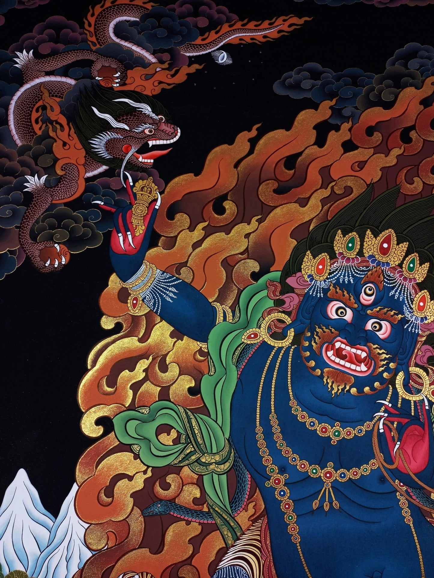 Original Hand - painted High - Quality Large Masterpiece Vajarapani Dharrmapala / Sangdag Dorje Tibetan Compassion Meditation Thangka Painting - Tibetan Thangka Art
