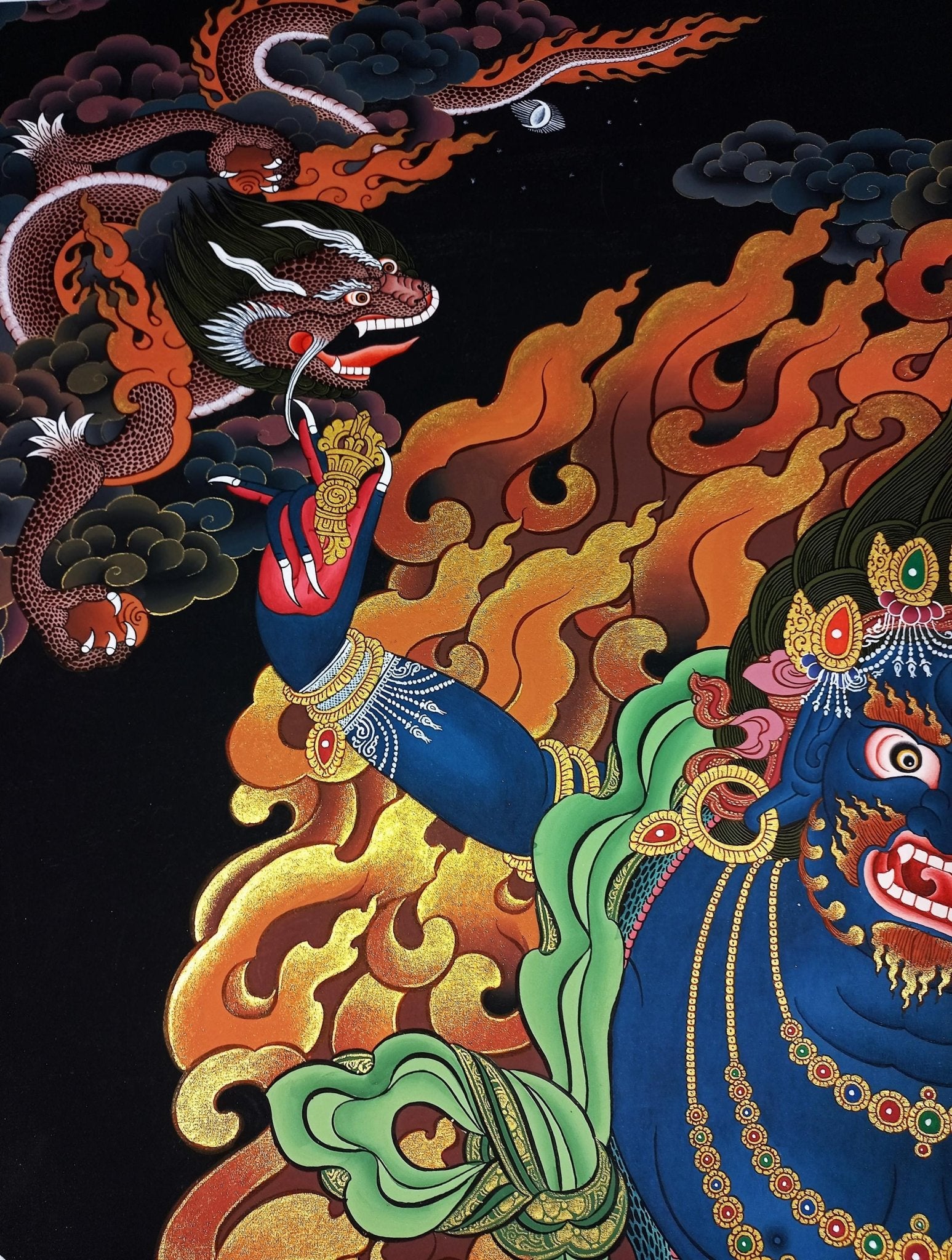 Original Hand - painted High - Quality Large Masterpiece Vajarapani Dharrmapala / Sangdag Dorje Tibetan Compassion Meditation Thangka Painting - Tibetan Thangka Art