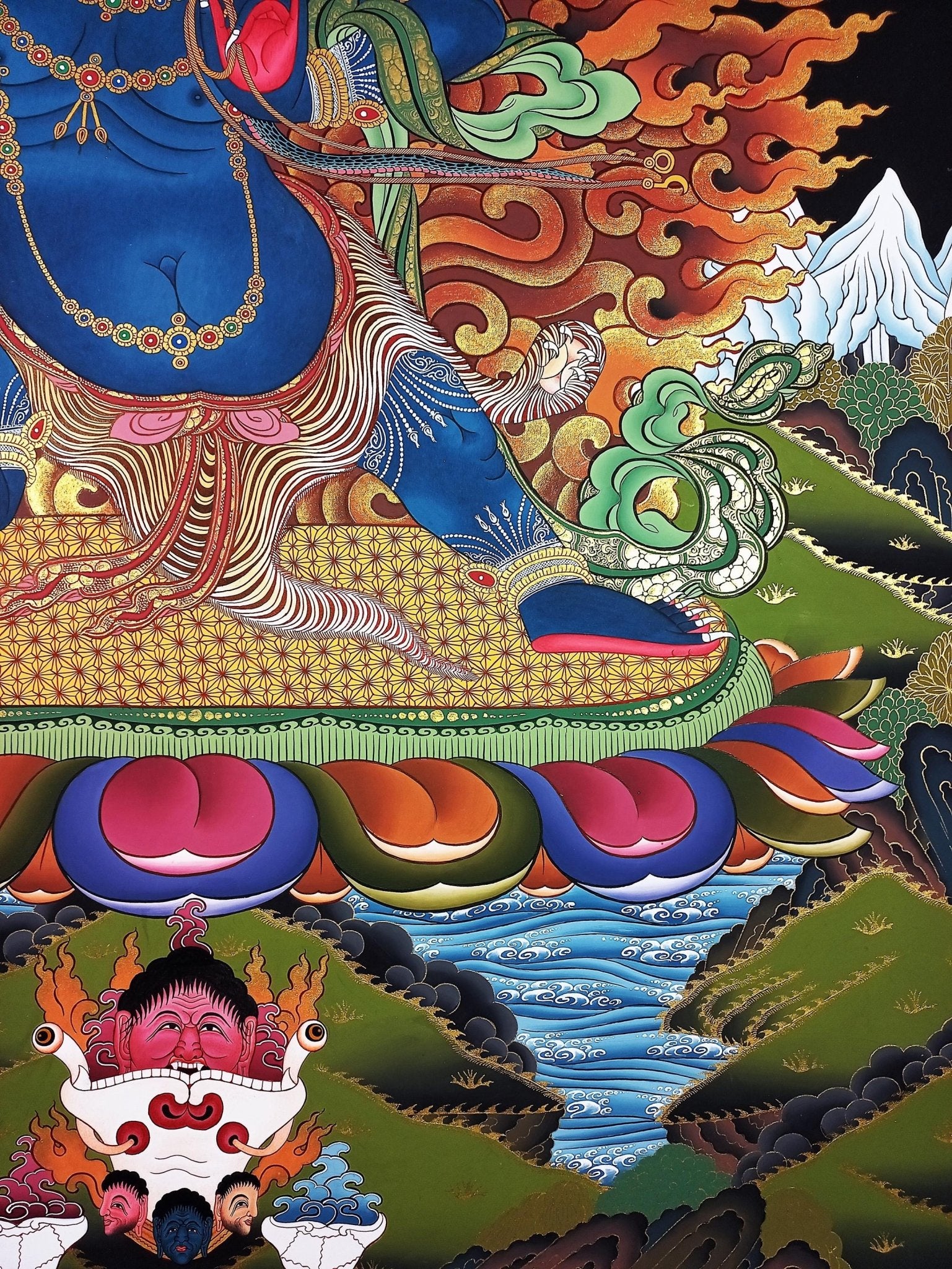 Original Hand - painted High - Quality Large Masterpiece Vajarapani Dharrmapala / Sangdag Dorje Tibetan Compassion Meditation Thangka Painting - Tibetan Thangka Art