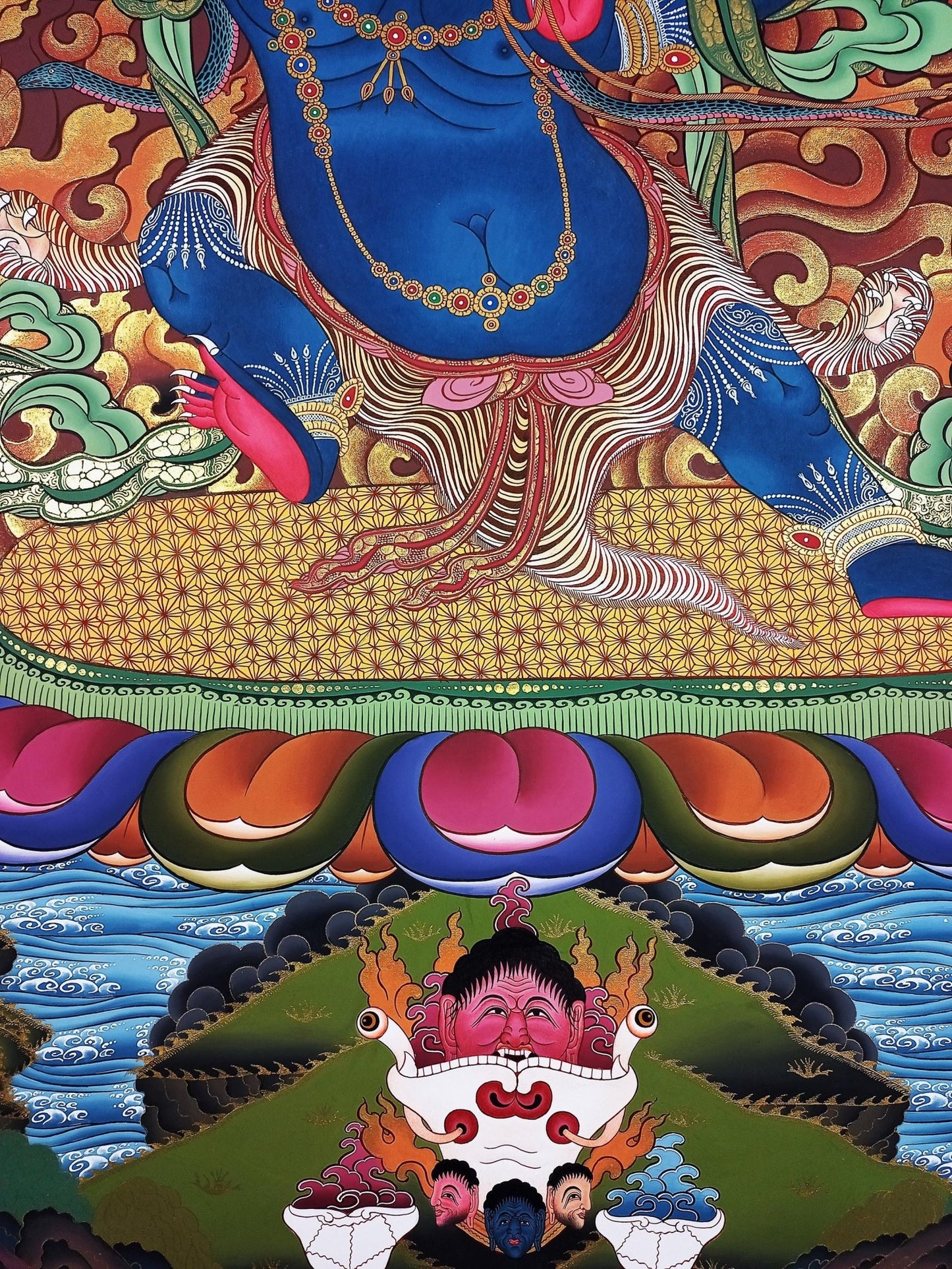 Original Hand - painted High - Quality Large Masterpiece Vajarapani Dharrmapala / Sangdag Dorje Tibetan Compassion Meditation Thangka Painting - Tibetan Thangka Art