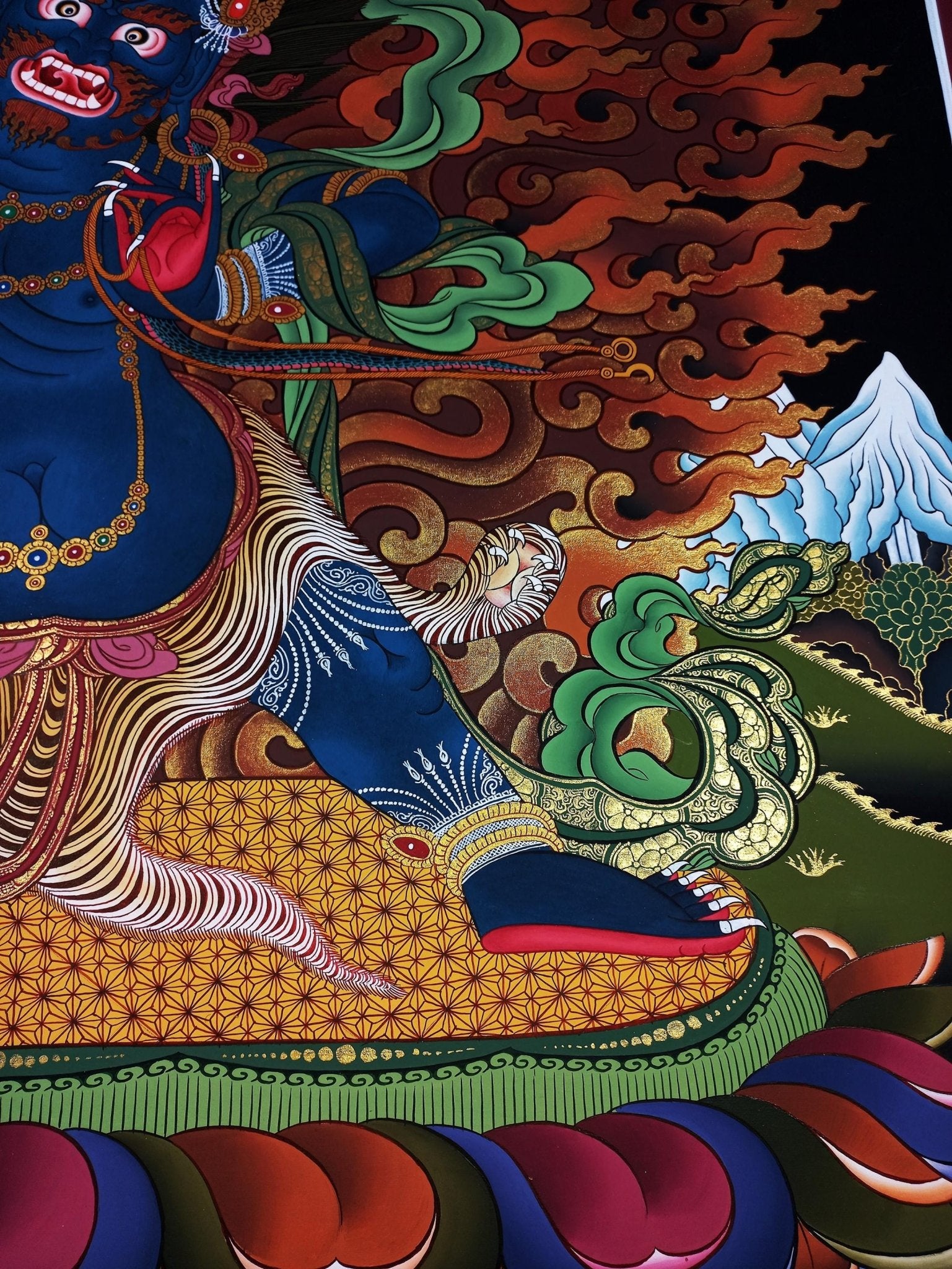 Original Hand - painted High - Quality Large Masterpiece Vajarapani Dharrmapala / Sangdag Dorje Tibetan Compassion Meditation Thangka Painting - Tibetan Thangka Art