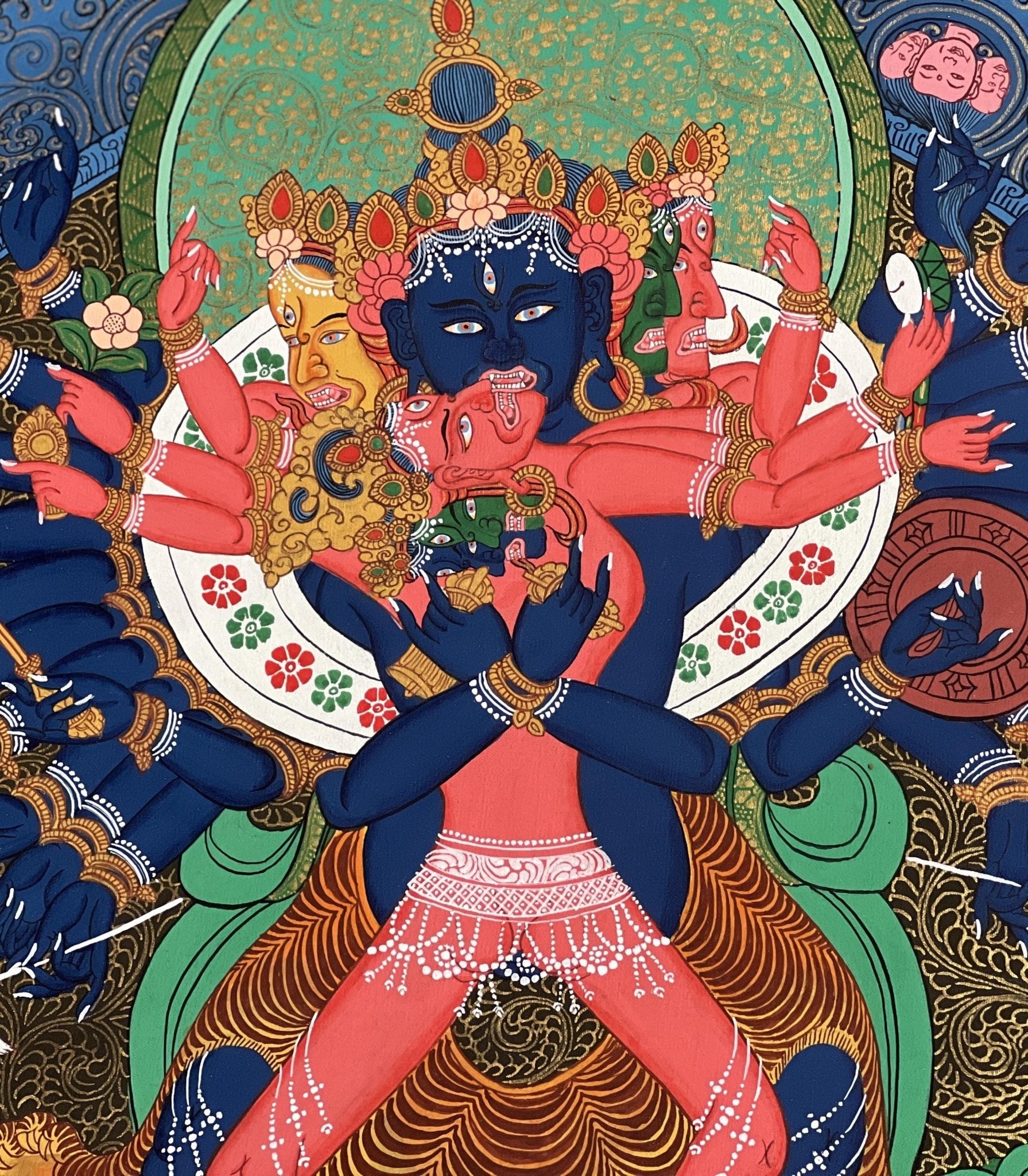 Original Hand - Painted High - Quality Masterpiece Chakrasamvara Shakti Tibetan Thangka Painting Compassion Meditation Art from Nepal - Tibetan Thangka Art