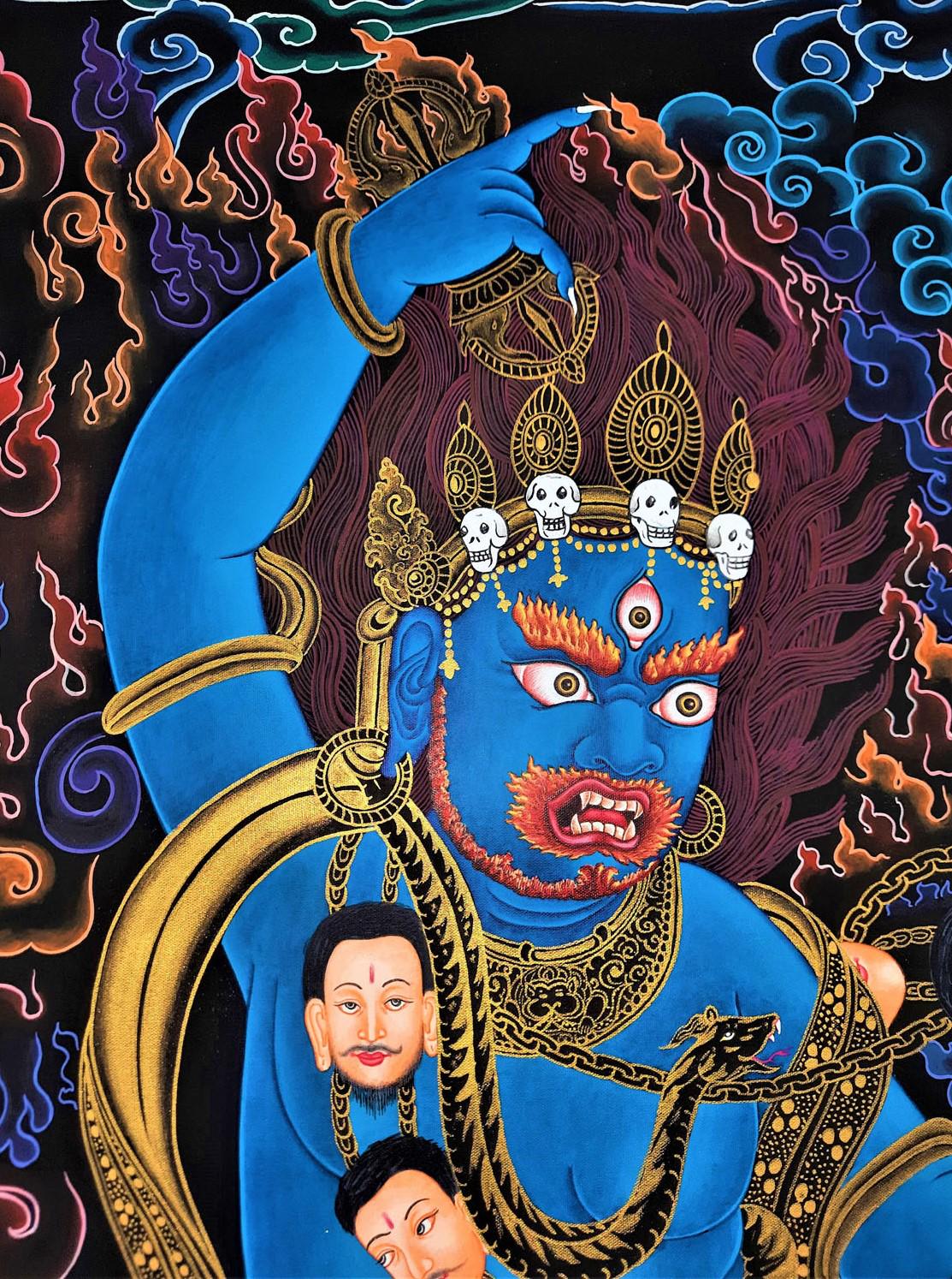 Original Hand - painted High - Quality Masterpiece Vajarapani/ Sangdag Chagna Dorje Tibetan Compassion Meditation Thangka Painting - Tibetan Thangka Art