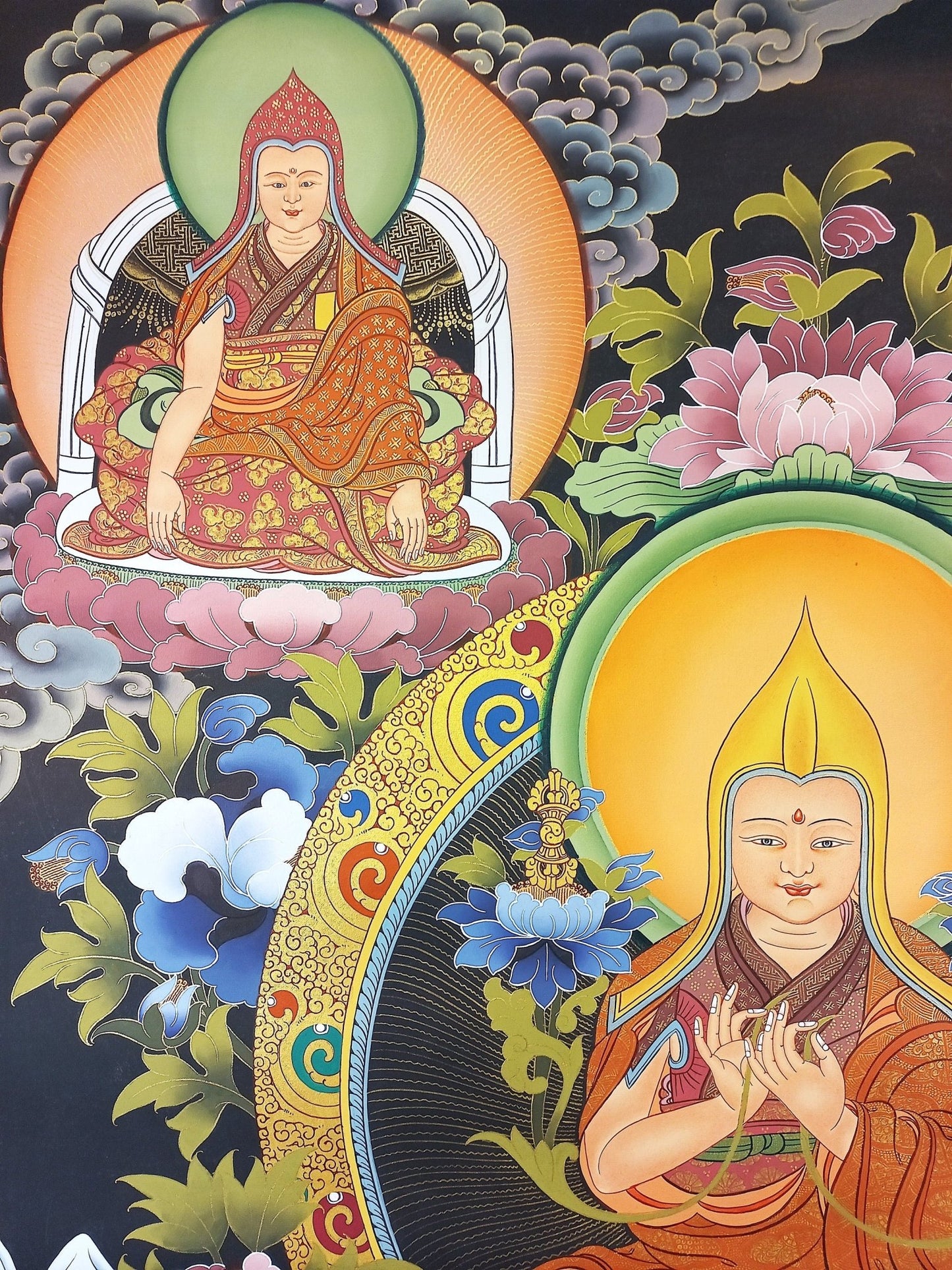 Original Hand - Painted Je Tsongkhapa/ Tsongkhapa/ Chongapa/ Large Masterpiece Gold Tibetan Thangka Painting from Nepal - Tibetan Thangka Art