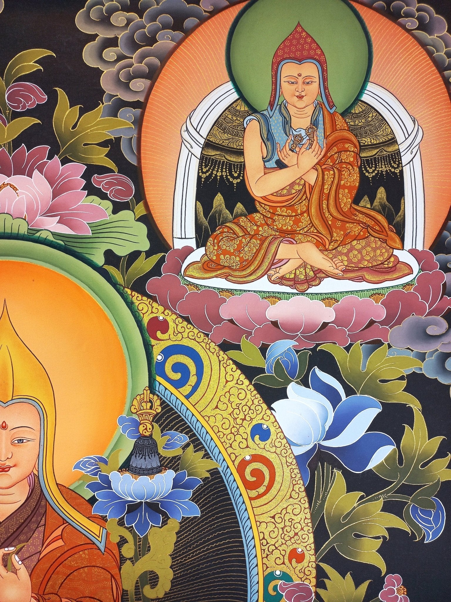 Original Hand - Painted Je Tsongkhapa/ Tsongkhapa/ Chongapa/ Large Masterpiece Gold Tibetan Thangka Painting from Nepal - Tibetan Thangka Art