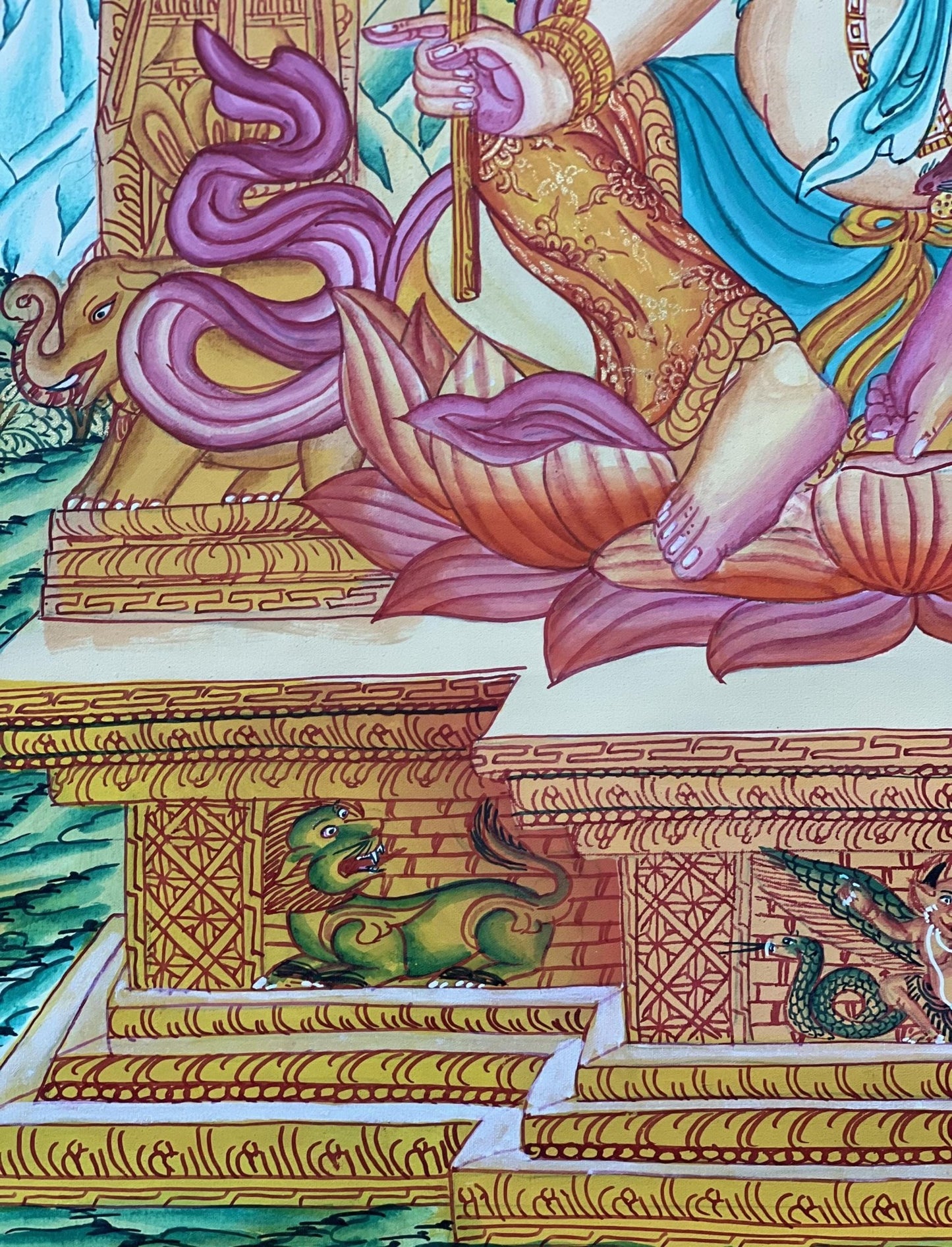 Original Hand Painted Kuber/Jambhala / God Of Wealth and Prosperity Masterpiece Newari Paubha/ Pauva Thangka Painting From Nepal - Tibetan Thangka Art
