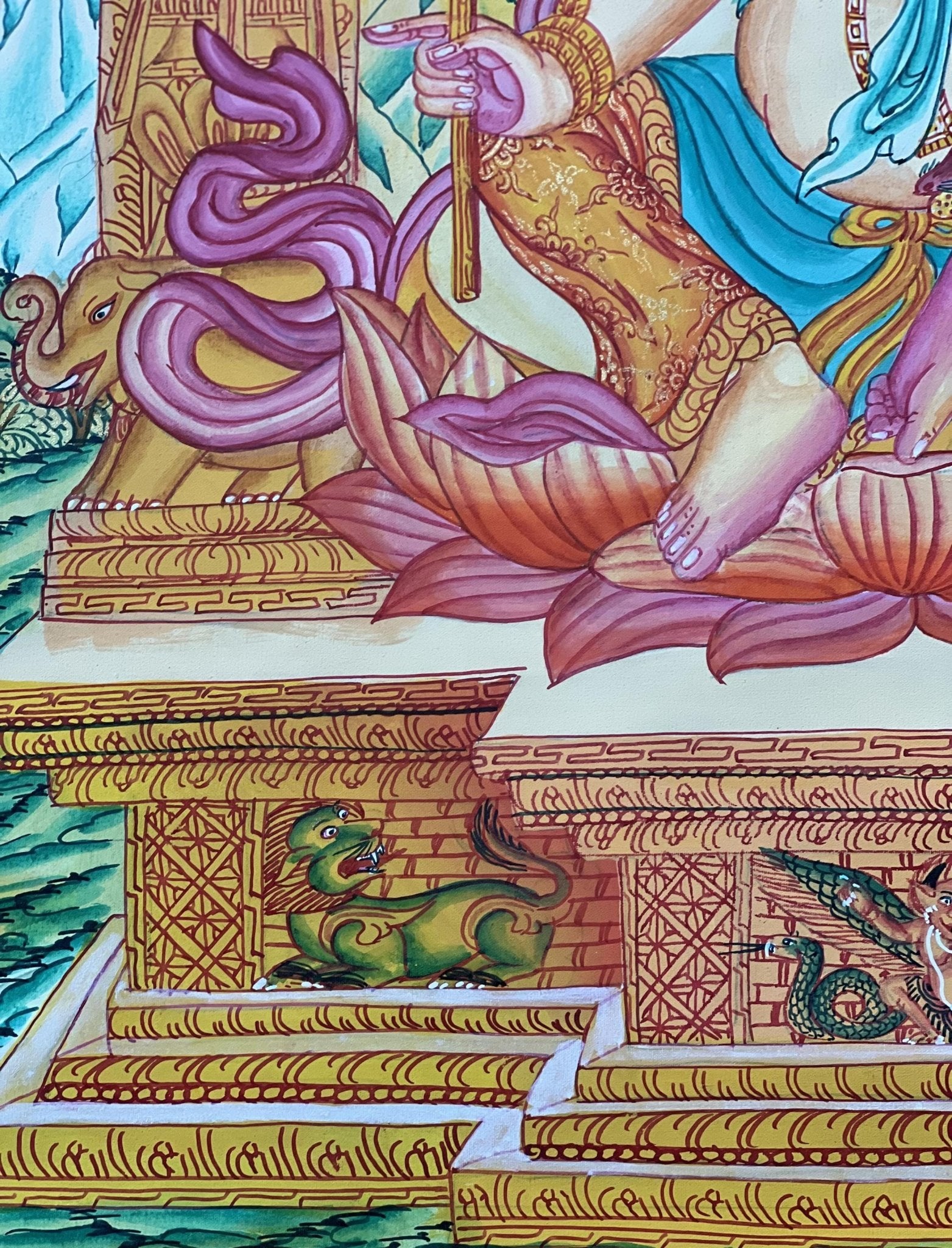 Original Hand Painted Kuber/Jambhala / God Of Wealth and Prosperity Masterpiece Newari Paubha/ Pauva Thangka Painting From Nepal - Tibetan Thangka Art