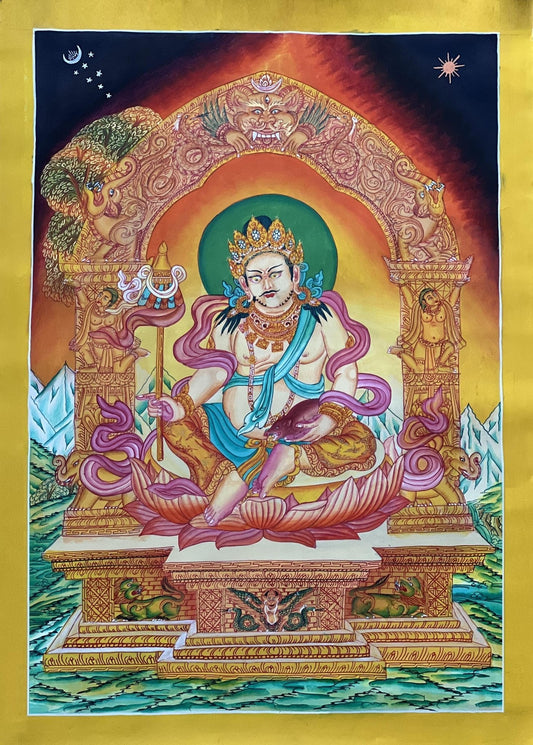 Original Hand Painted Kuber/Jambhala / God Of Wealth and Prosperity Masterpiece Newari Paubha/ Pauva Thangka Painting From Nepal - Tibetan Thangka Art