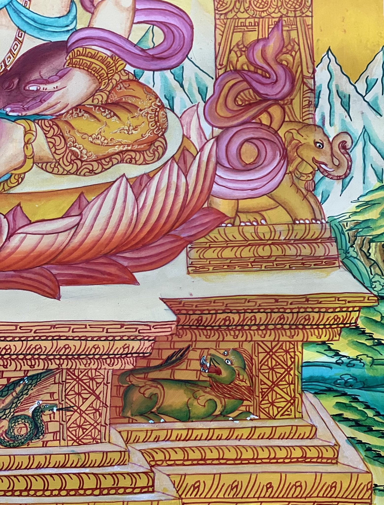 Original Hand Painted Kuber/Jambhala / God Of Wealth and Prosperity Masterpiece Newari Paubha/ Pauva Thangka Painting From Nepal - Tibetan Thangka Art