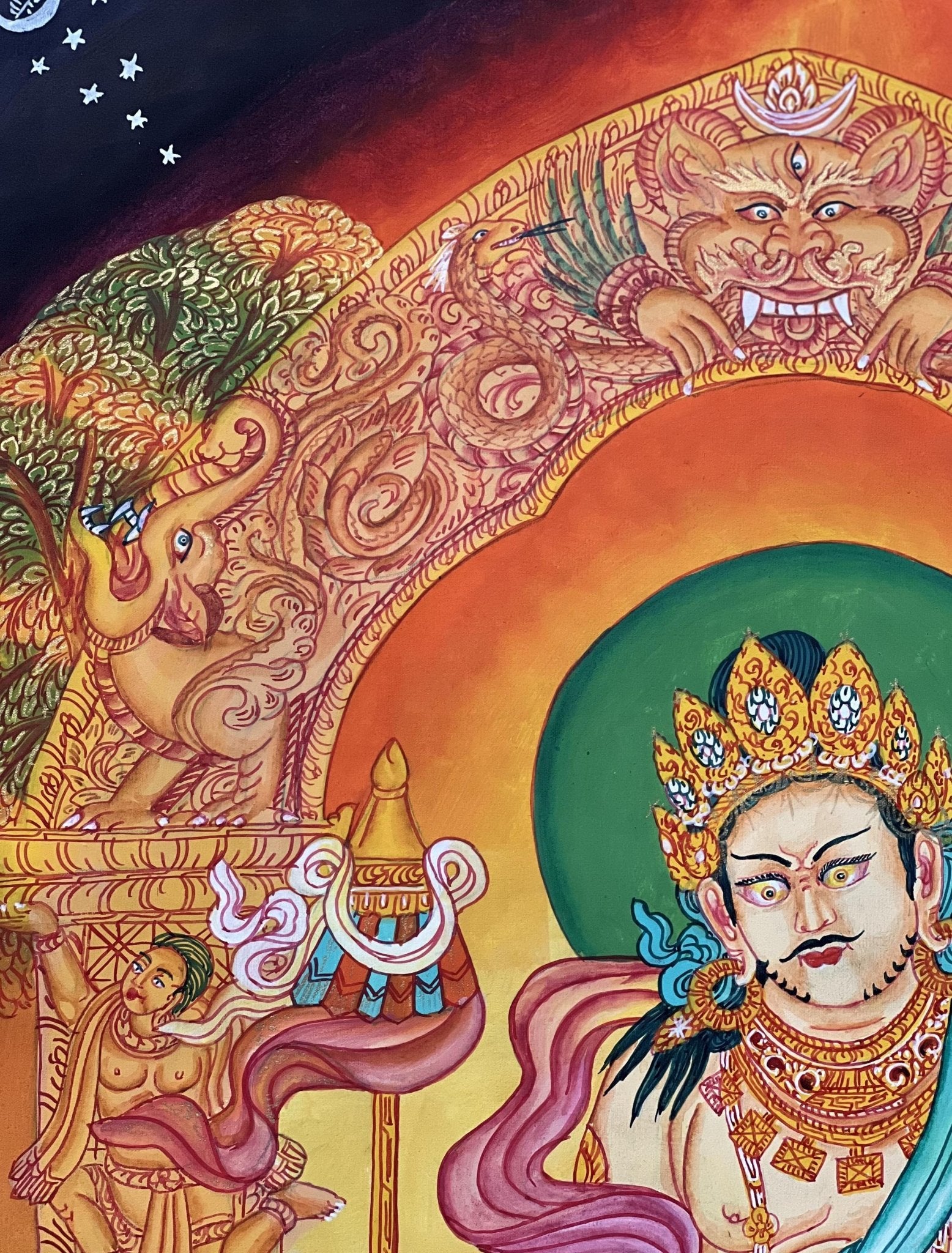 Original Hand Painted Kuber/Jambhala / God Of Wealth and Prosperity Masterpiece Newari Paubha/ Pauva Thangka Painting From Nepal - Tibetan Thangka Art