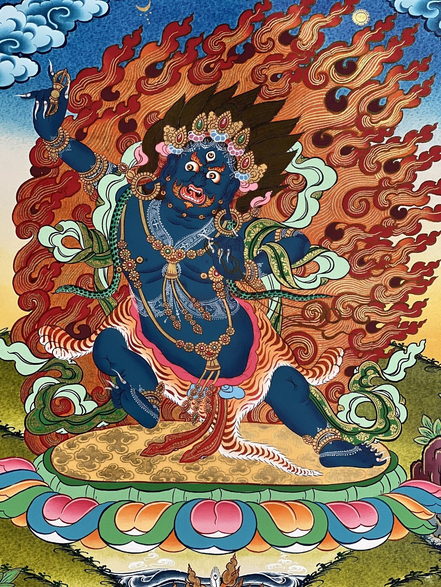 Original Hand - painted Master Quality Vajarapani/ Sangdag Chagna Dorje Tibetan Compassion Meditation Lama Blessed Thangka Painting - Tibetan Thangka Art