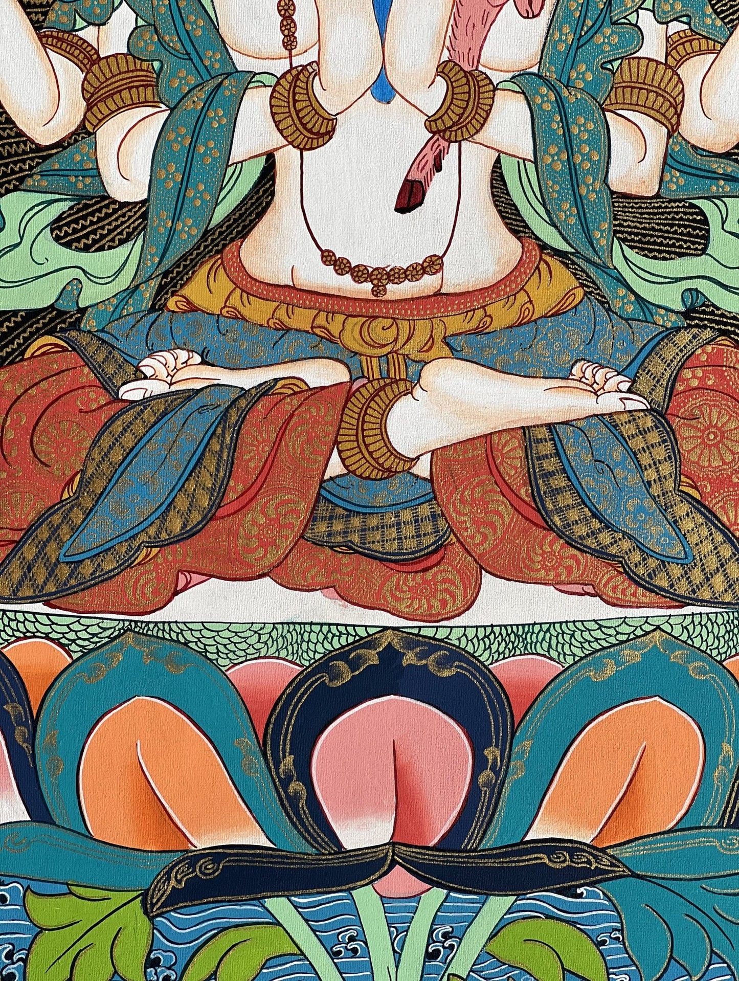 Original Hand Painted Masterpiece Avalokiteshvara/Chenrezig / Compassion Buddha Tibetan Meditation Wall Hanging Thangka / Thanka Painting - Tibetan Thangka Art