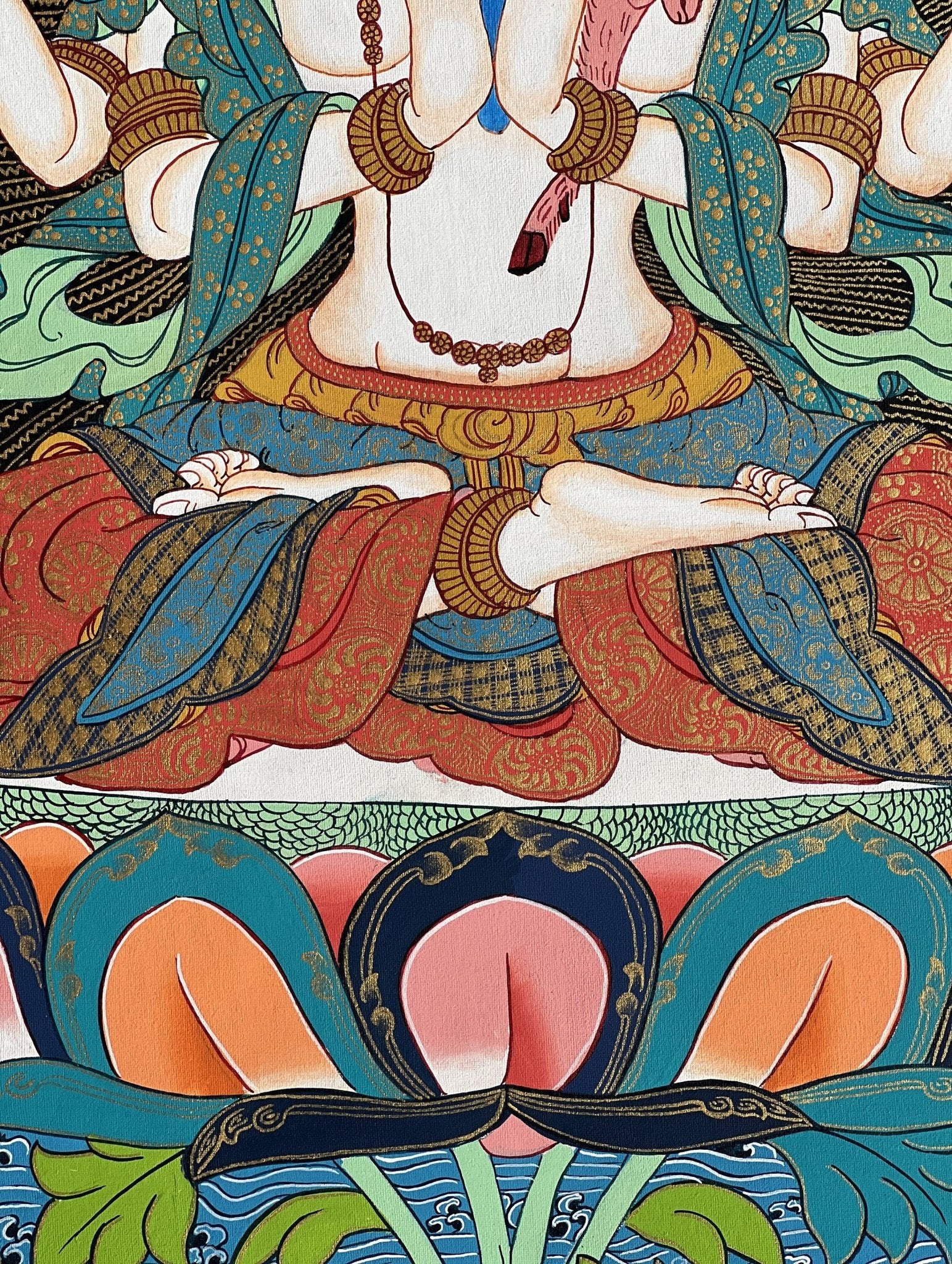 Original Hand Painted Masterpiece Avalokiteshvara/Chenrezig / Compassion Buddha Tibetan Meditation Wall Hanging Thangka / Thanka Painting - Tibetan Thangka Art