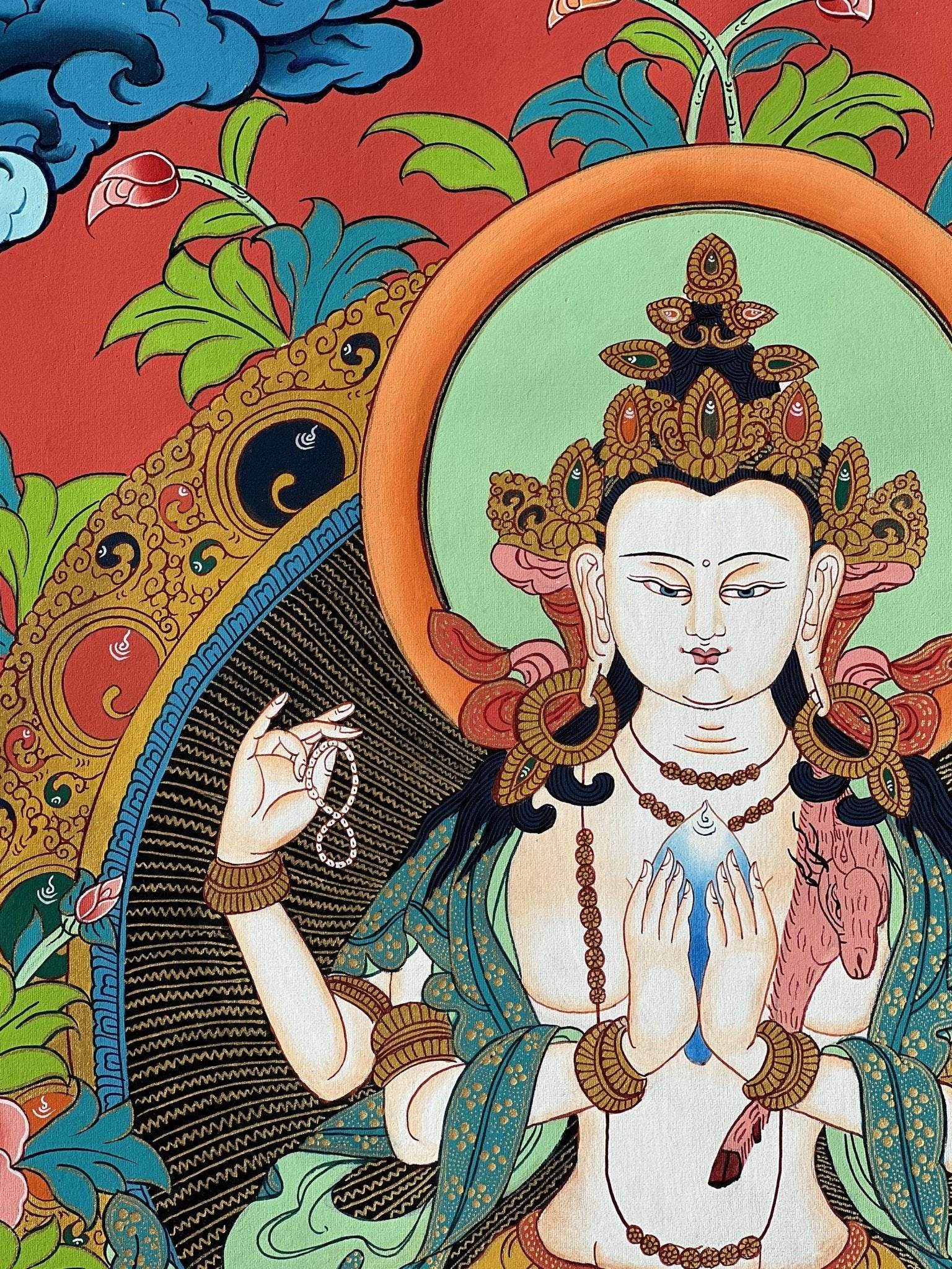 Original Hand Painted Masterpiece Avalokiteshvara/Chenrezig / Compassion Buddha Tibetan Meditation Wall Hanging Thangka / Thanka Painting - Tibetan Thangka Art
