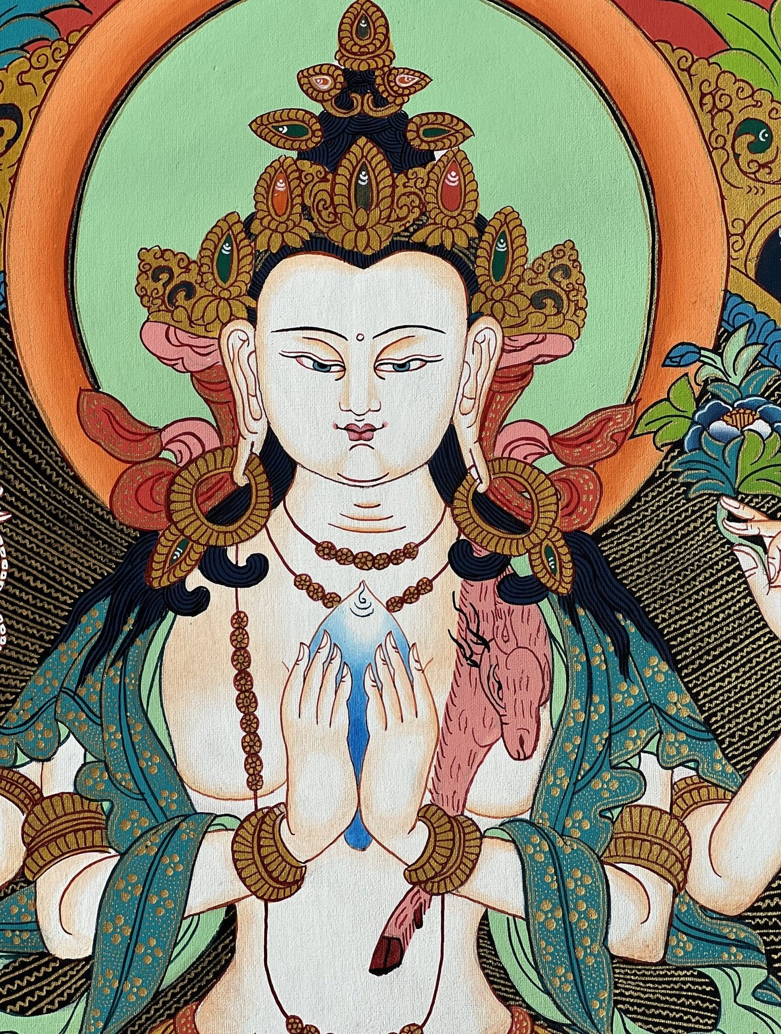 Original Hand Painted Masterpiece Avalokiteshvara/Chenrezig / Compassion Buddha Tibetan Meditation Wall Hanging Thangka / Thanka Painting - Tibetan Thangka Art
