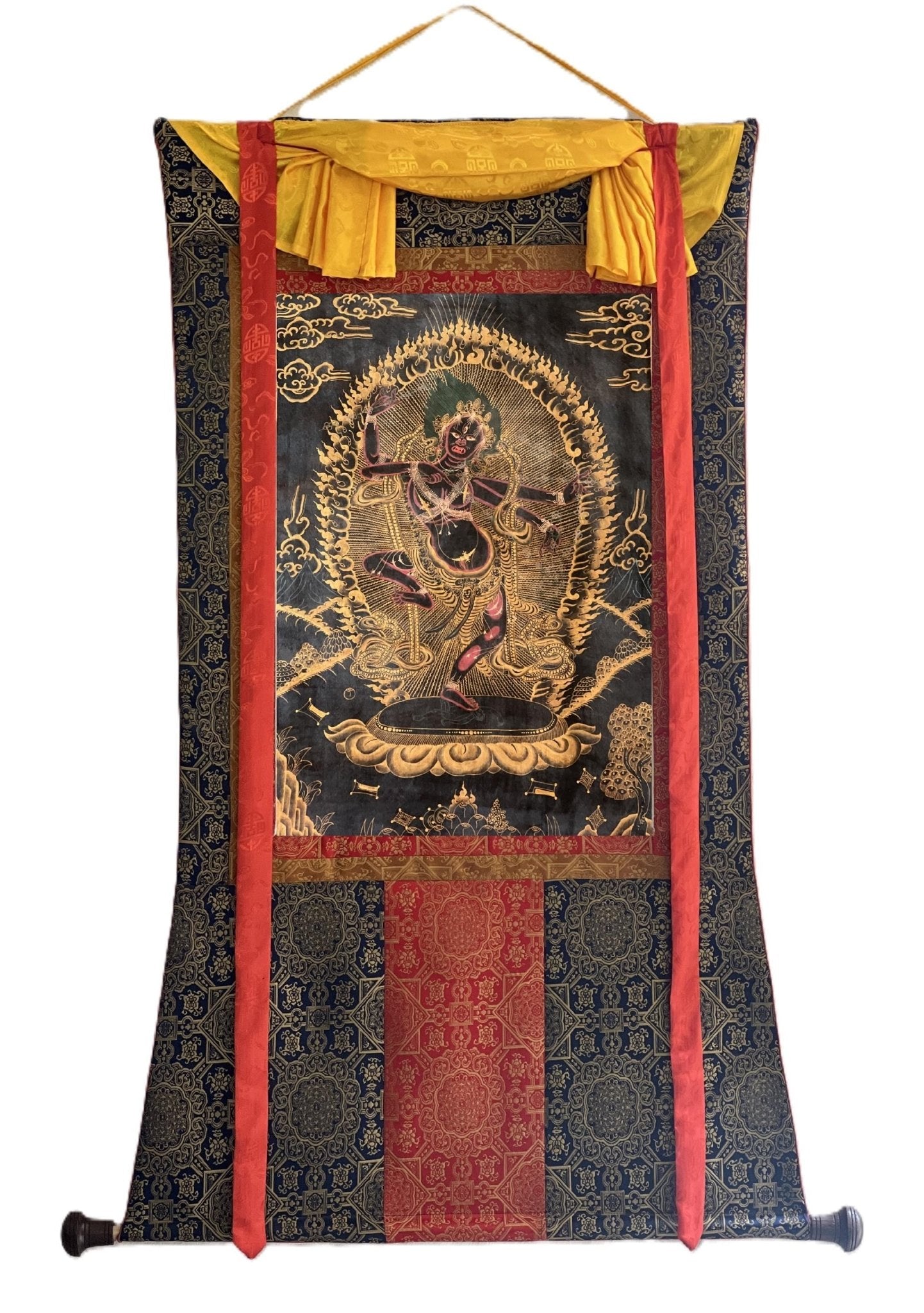 Original Hand - Painted Masterpiece Kurukulla/Kurukulle Mother Buddha Tibetan Thangka Painting Compassion Meditation Art with Silk Brocade - Tibetan Thangka Art