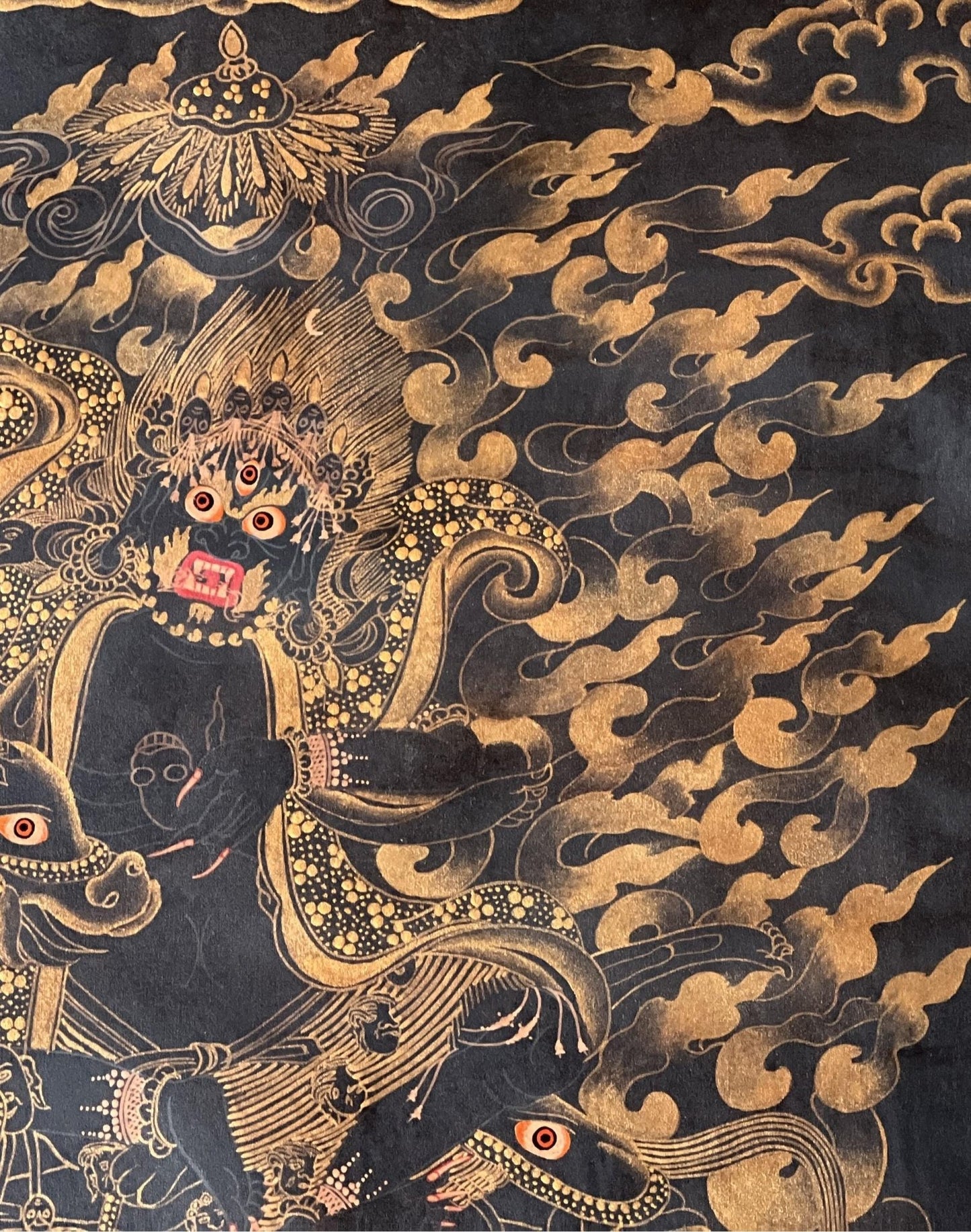 Original Hand - painted Palden Lhamo / Remati/ Sridevi Tibetan Compassion Meditation Thangka Painting/Wall Hanging with Premium Silk Brocade - Tibetan Thangka Art