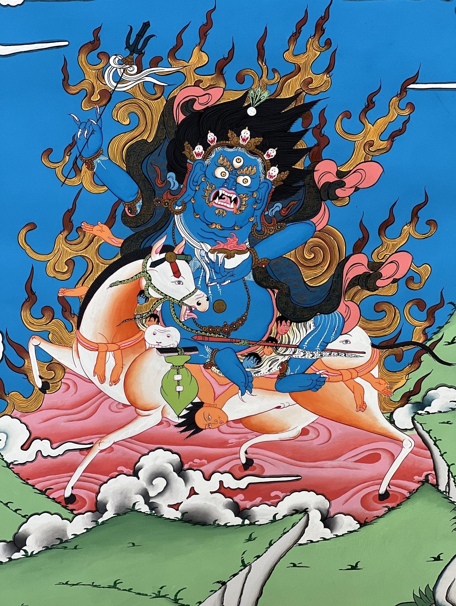 Original Hand - painted Palden Lhamo (Shri Devi) Tibetan Thangka Painting/ Compassion, Meditation, and Wisdom/ High - quality Masterpiece Art - Tibetan Thangka Art