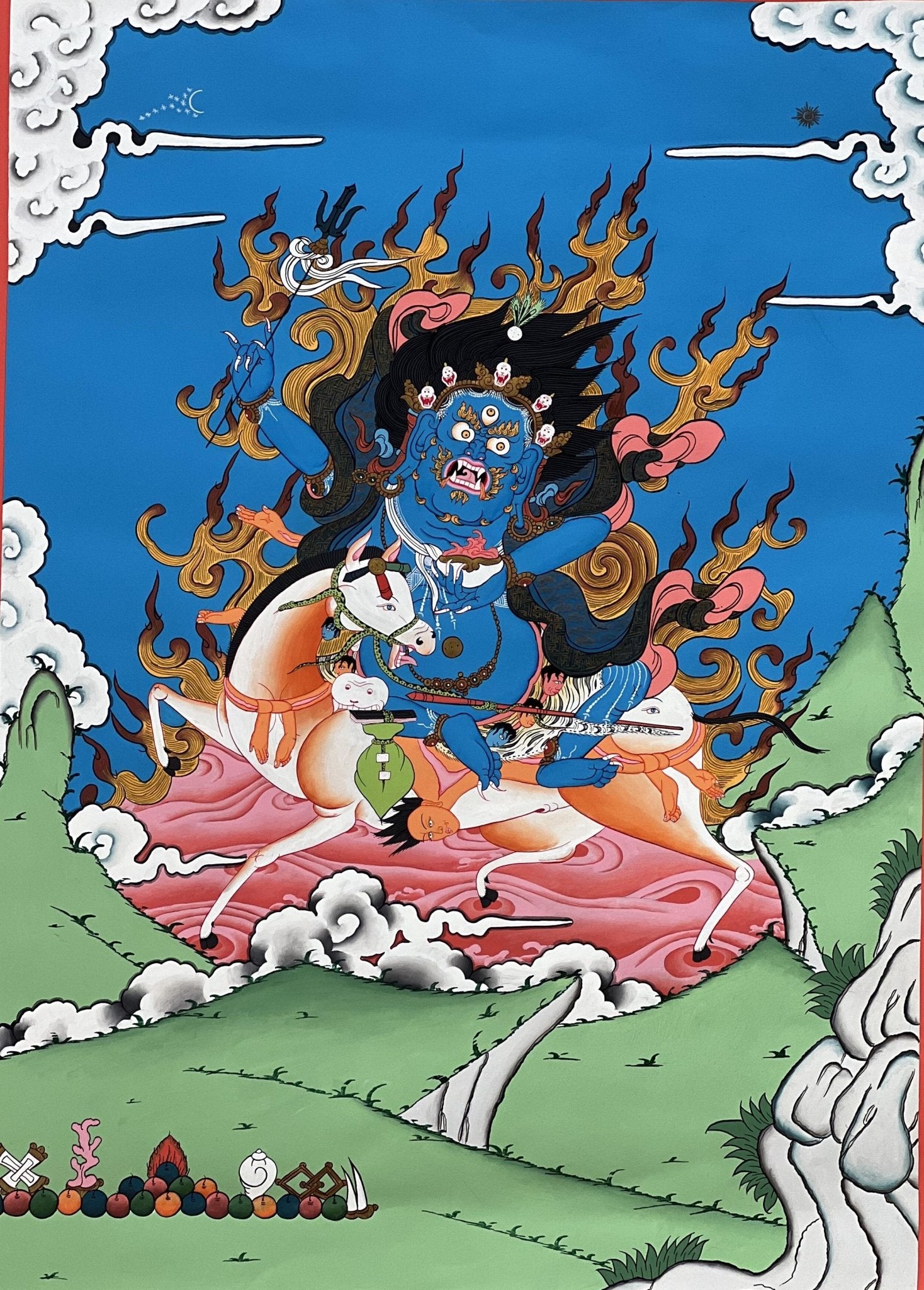 Original Hand - painted Palden Lhamo (Shri Devi) Tibetan Thangka Painting/ Compassion, Meditation, and Wisdom/ High - quality Masterpiece Art - Tibetan Thangka Art