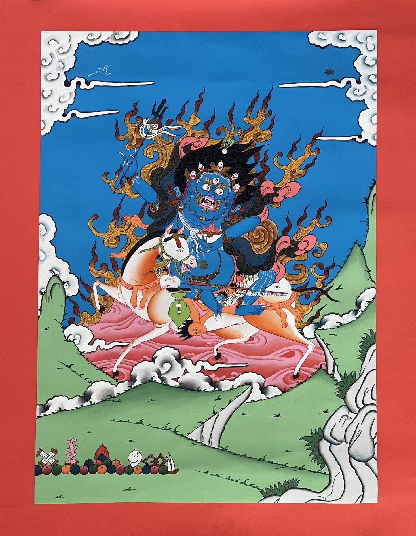 Original Hand - painted Palden Lhamo (Shri Devi) Tibetan Thangka Painting/ Compassion, Meditation, and Wisdom/ High - quality Masterpiece Art - Tibetan Thangka Art