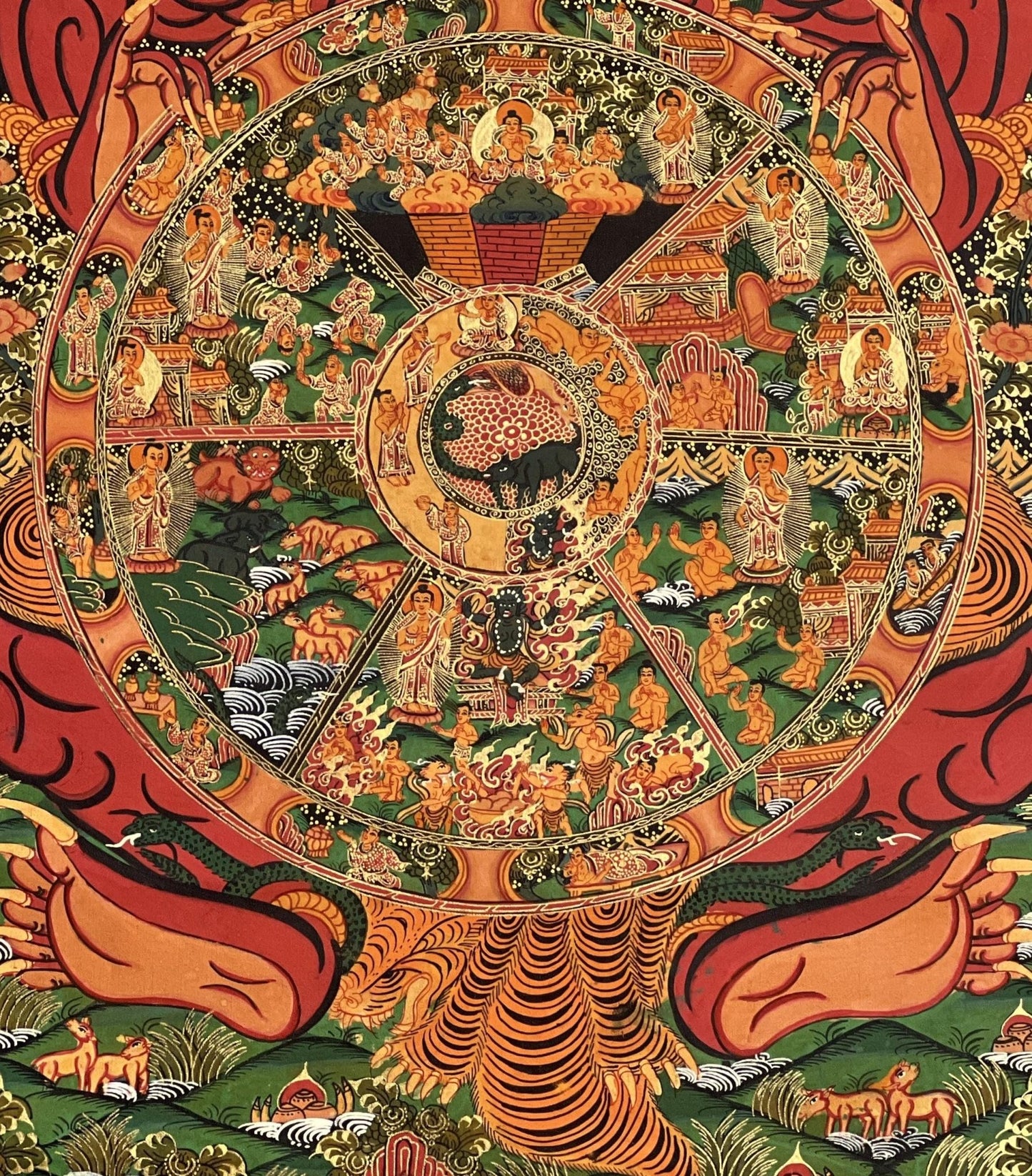 Original Hand Painted Samsara Wheel Of Life /Bhavacakra Mandala Fine Masterpiece Tibetan Meditation compassion Thangka/ Thanka Painting - Tibetan Thangka Art