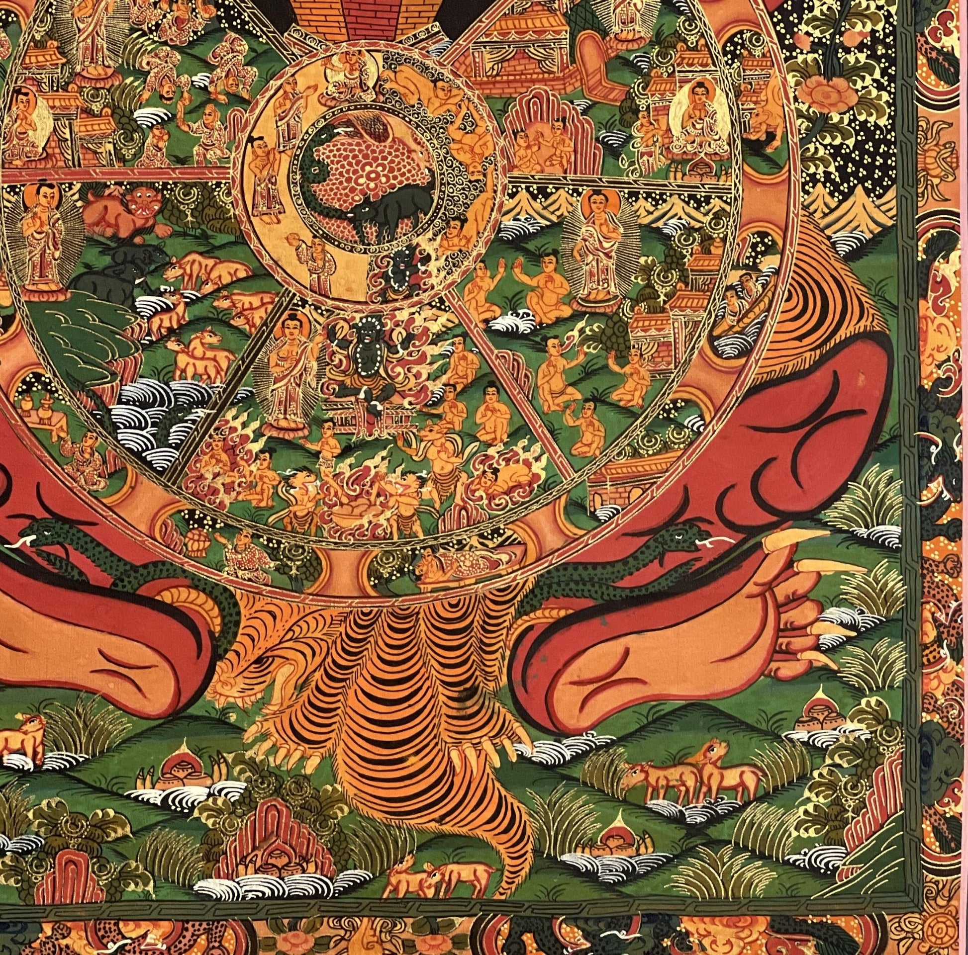 Original Hand Painted Samsara Wheel Of Life /Bhavacakra Mandala Fine Masterpiece Tibetan Meditation compassion Thangka/ Thanka Painting - Tibetan Thangka Art