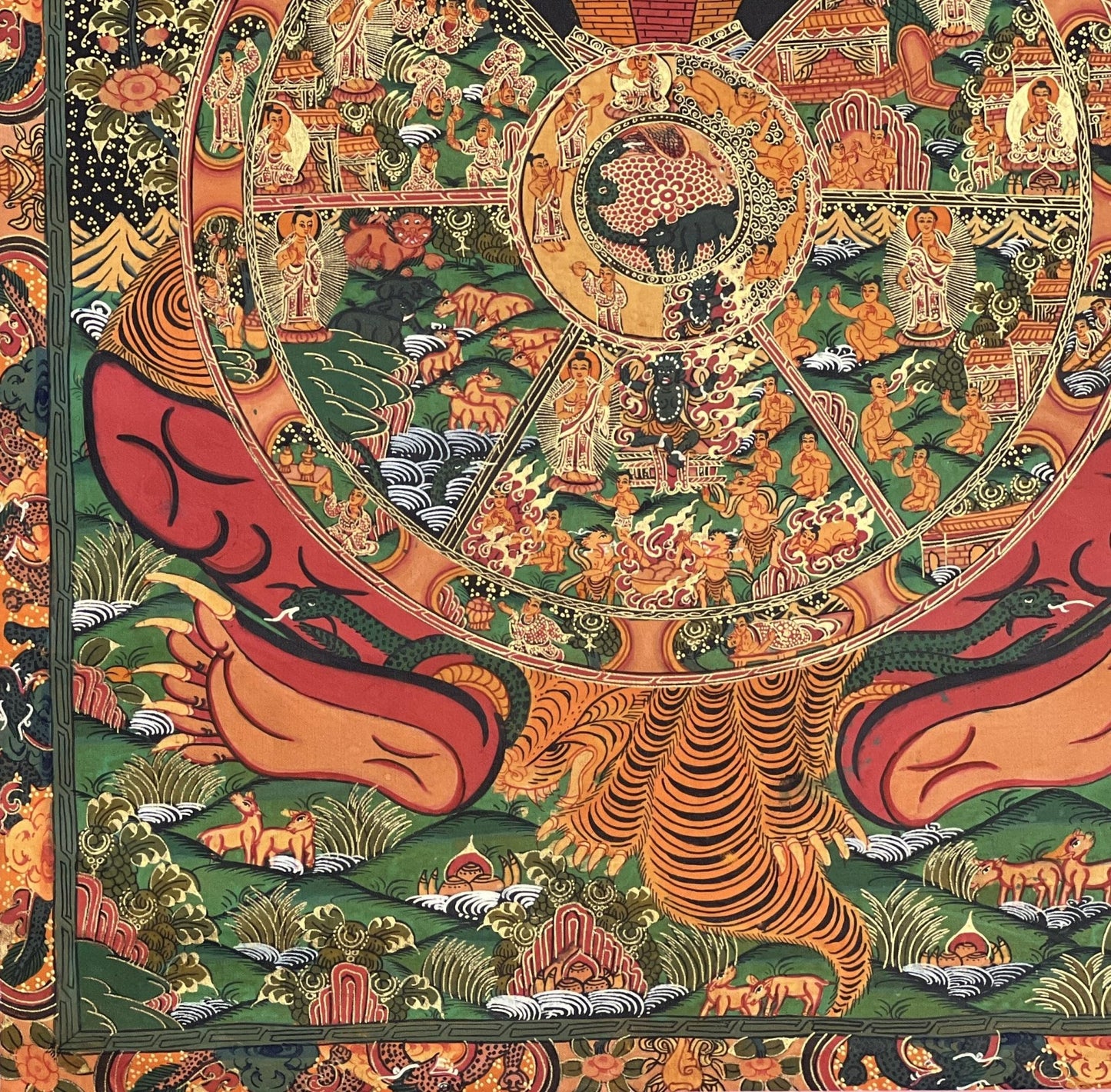 Original Hand Painted Samsara Wheel Of Life /Bhavacakra Mandala Fine Masterpiece Tibetan Meditation compassion Thangka/ Thanka Painting - Tibetan Thangka Art