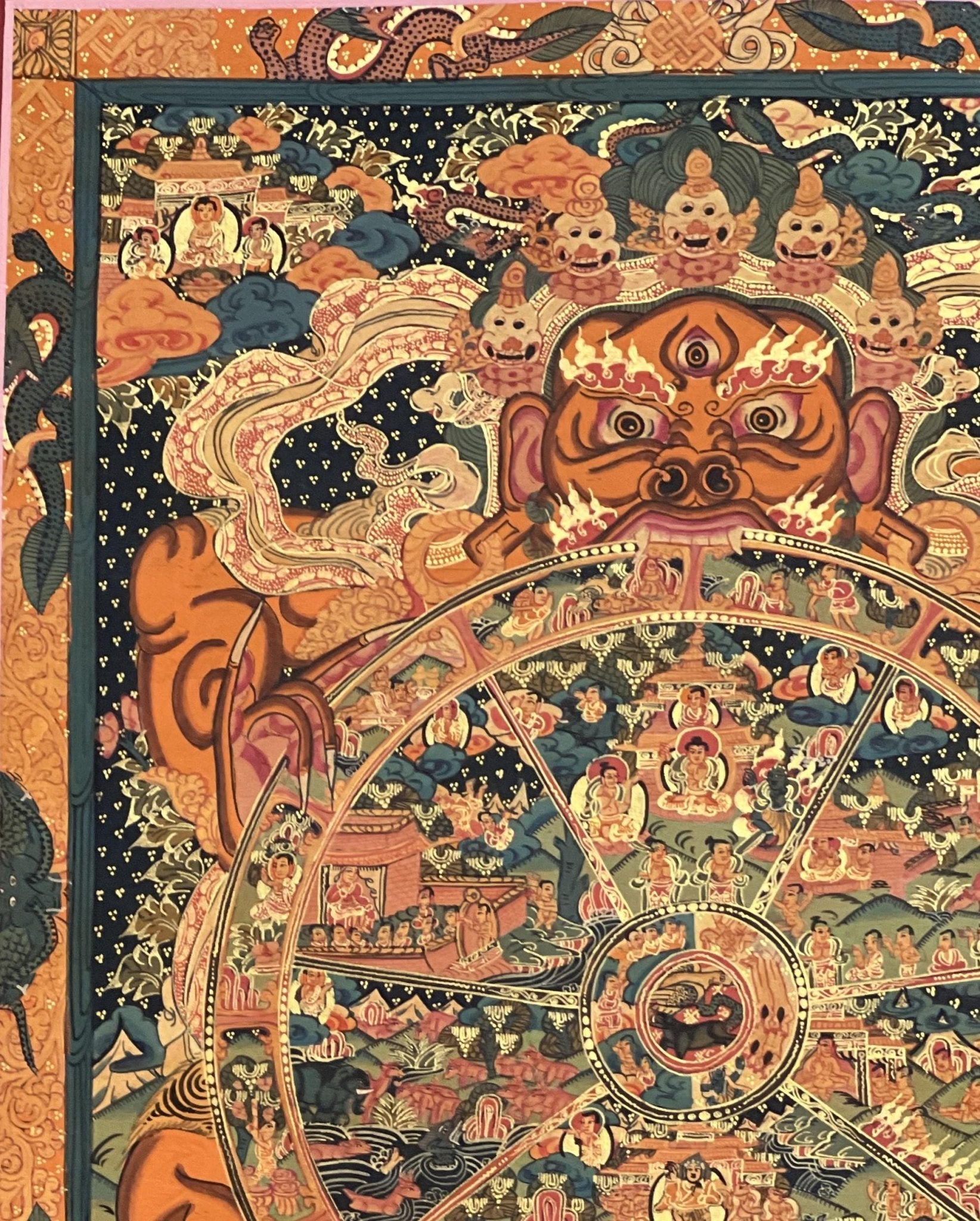 Original Hand Painted Samsara/ Wheel Of Life /Bhavachakra Mandala Masterpiece Tibetan Meditation Compassion Thangka/ Thanka Painting - Tibetan Thangka Art