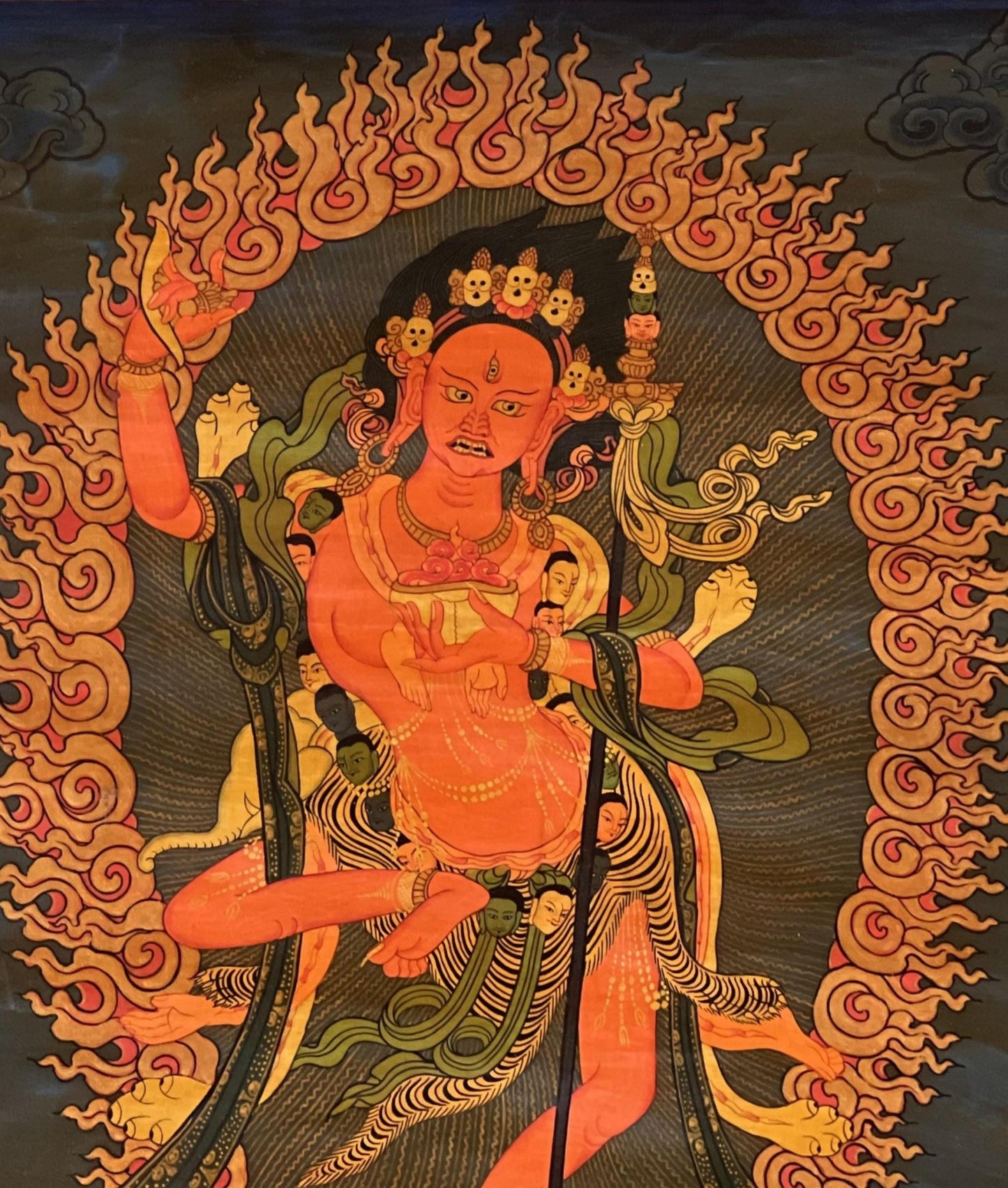 Original Hand - Painted Tibetan Thangka - Dorje Phagmo, Vajravarahi, Vajrayogini - KAGYU Tradition - Oil - Varnished Art with Silk Brocade - Tibetan Thangka Art