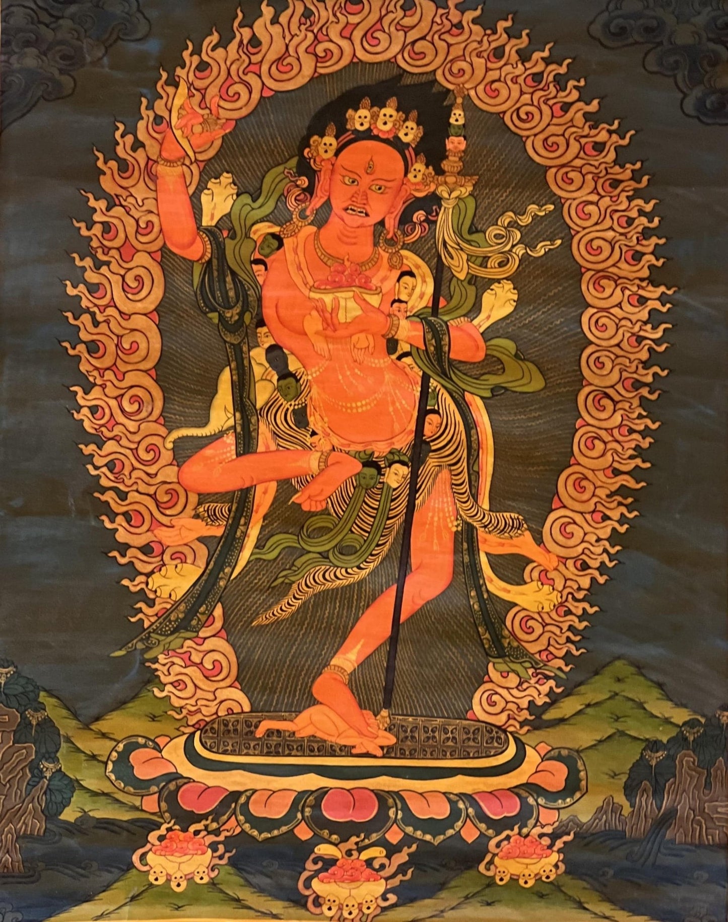 Original Hand - Painted Tibetan Thangka - Dorje Phagmo, Vajravarahi, Vajrayogini - KAGYU Tradition - Oil - Varnished Art with Silk Brocade - Tibetan Thangka Art