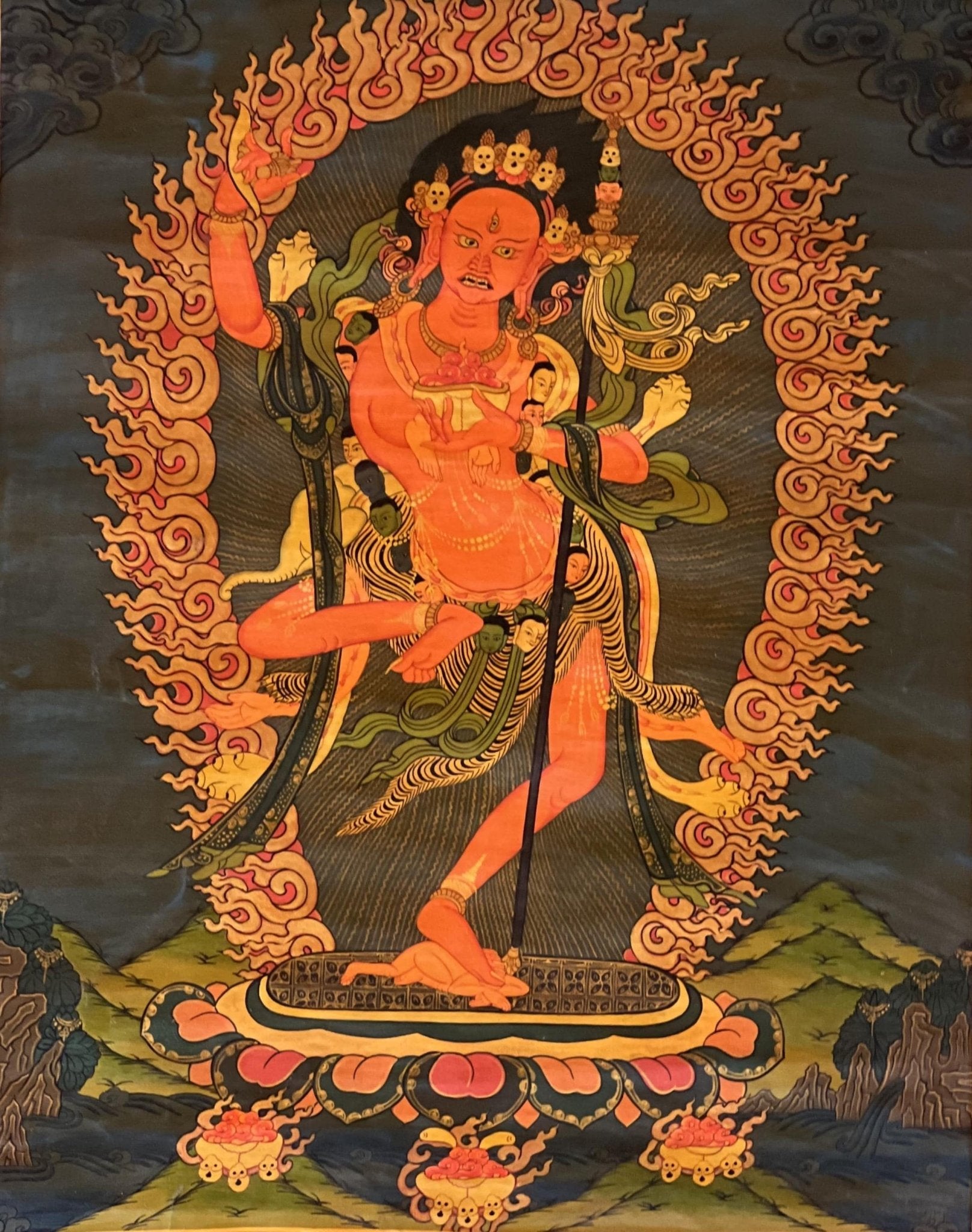 Original Hand - Painted Tibetan Thangka - Dorje Phagmo, Vajravarahi, Vajrayogini - KAGYU Tradition - Oil - Varnished Art with Silk Brocade - Tibetan Thangka Art