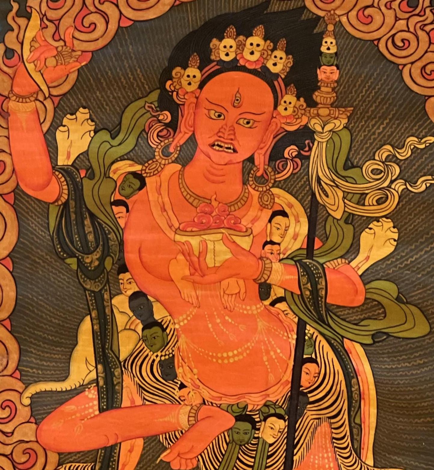 Original Hand - Painted Tibetan Thangka - Dorje Phagmo, Vajravarahi, Vajrayogini - KAGYU Tradition - Oil - Varnished Art with Silk Brocade - Tibetan Thangka Art