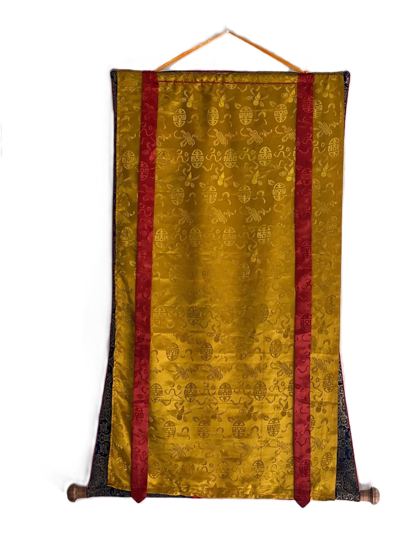 Original Hand - Painted Vajrasattva / Dorje Sempa Old Oil - Varnished Tibetan Meditation Thangka Painting/Wall Hanging with Silk Brocade - Tibetan Thangka Art