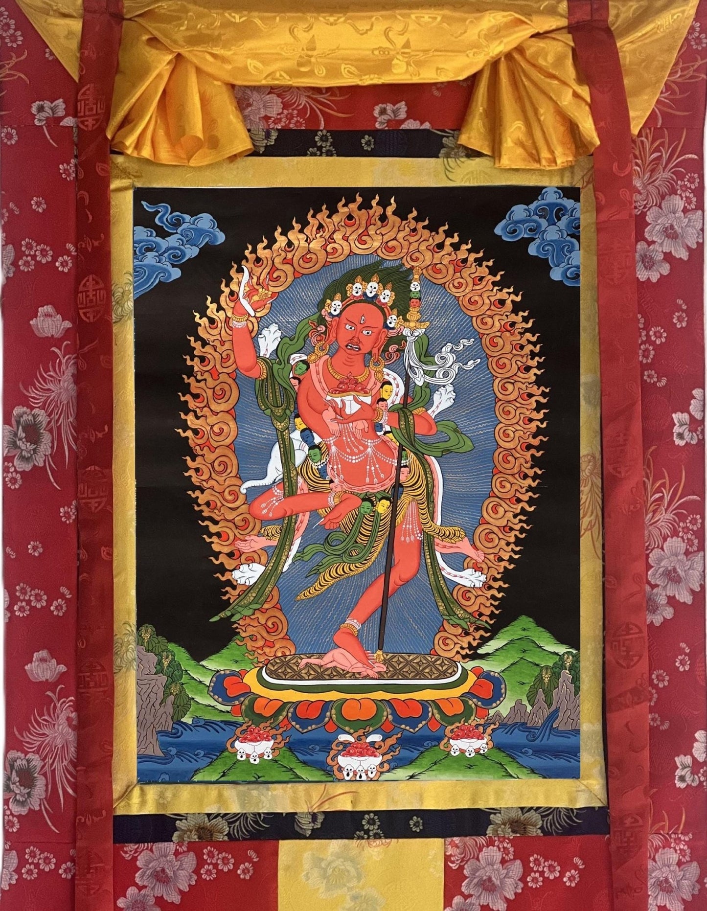 Original Hand Painted VAJRAVARAHI JOGINI / Dorje Phagmo Female Buddha Tibetan Meditation Thangka / Thanka Painting - Tibetan Thangka Art